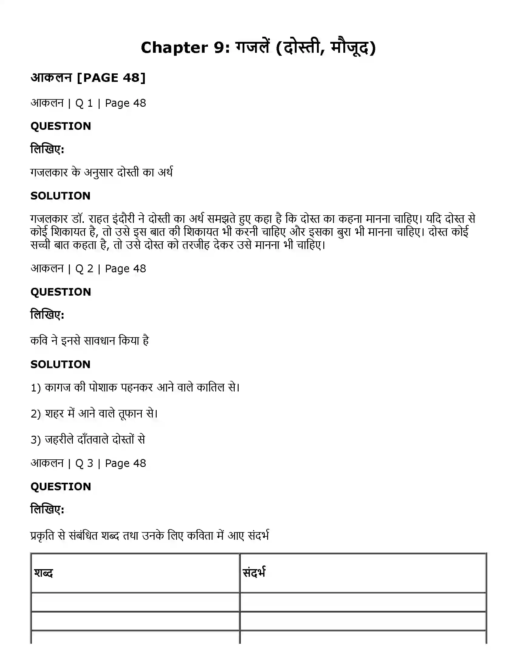 Maharashtra Board Class 11th Hindi गजलें (दोस्ती, मौजूद) Solution 1