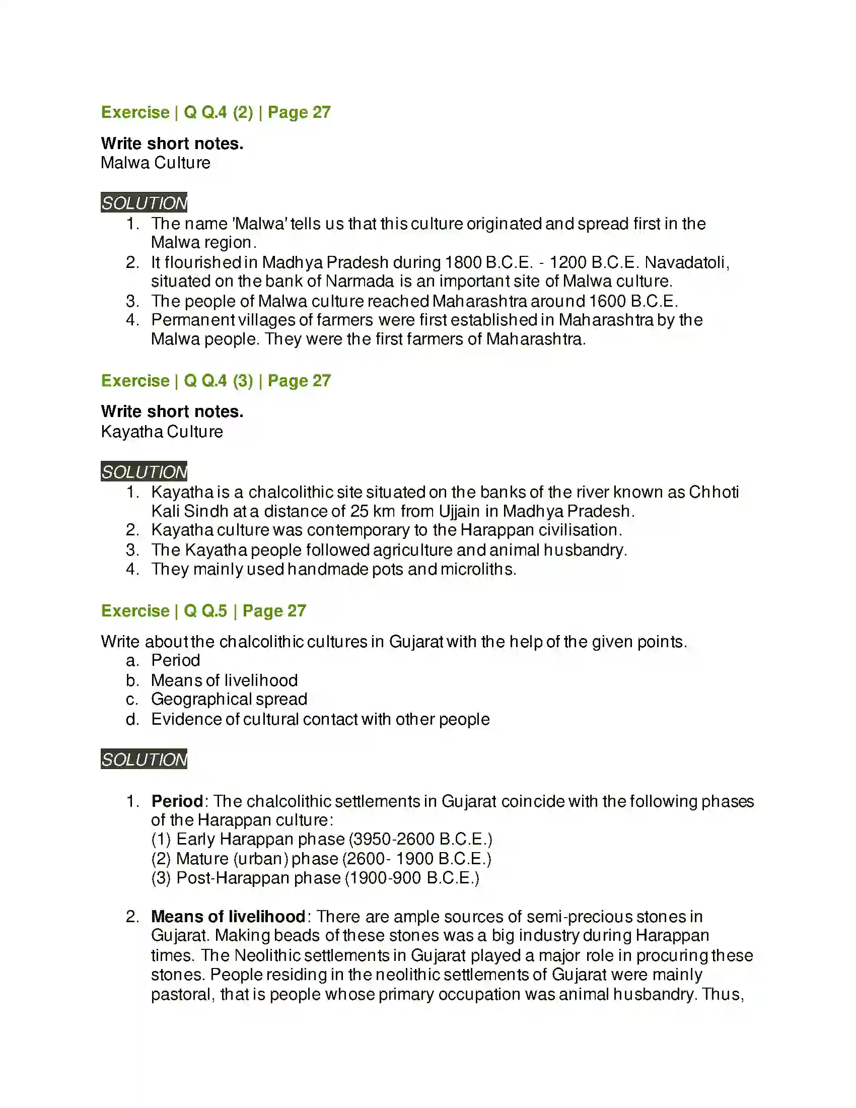 Maharashtra Board Class 11th History Chalcolithic Villages in India Solution 4