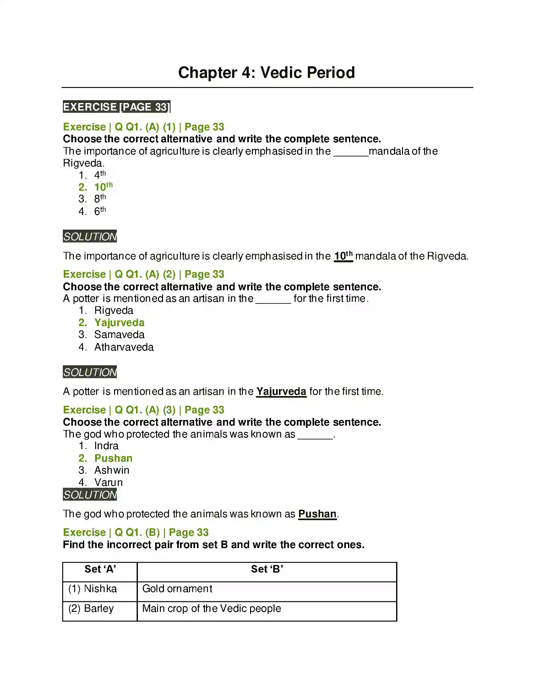 Maharashtra Board Class 11th History Vedic Period Solution 1