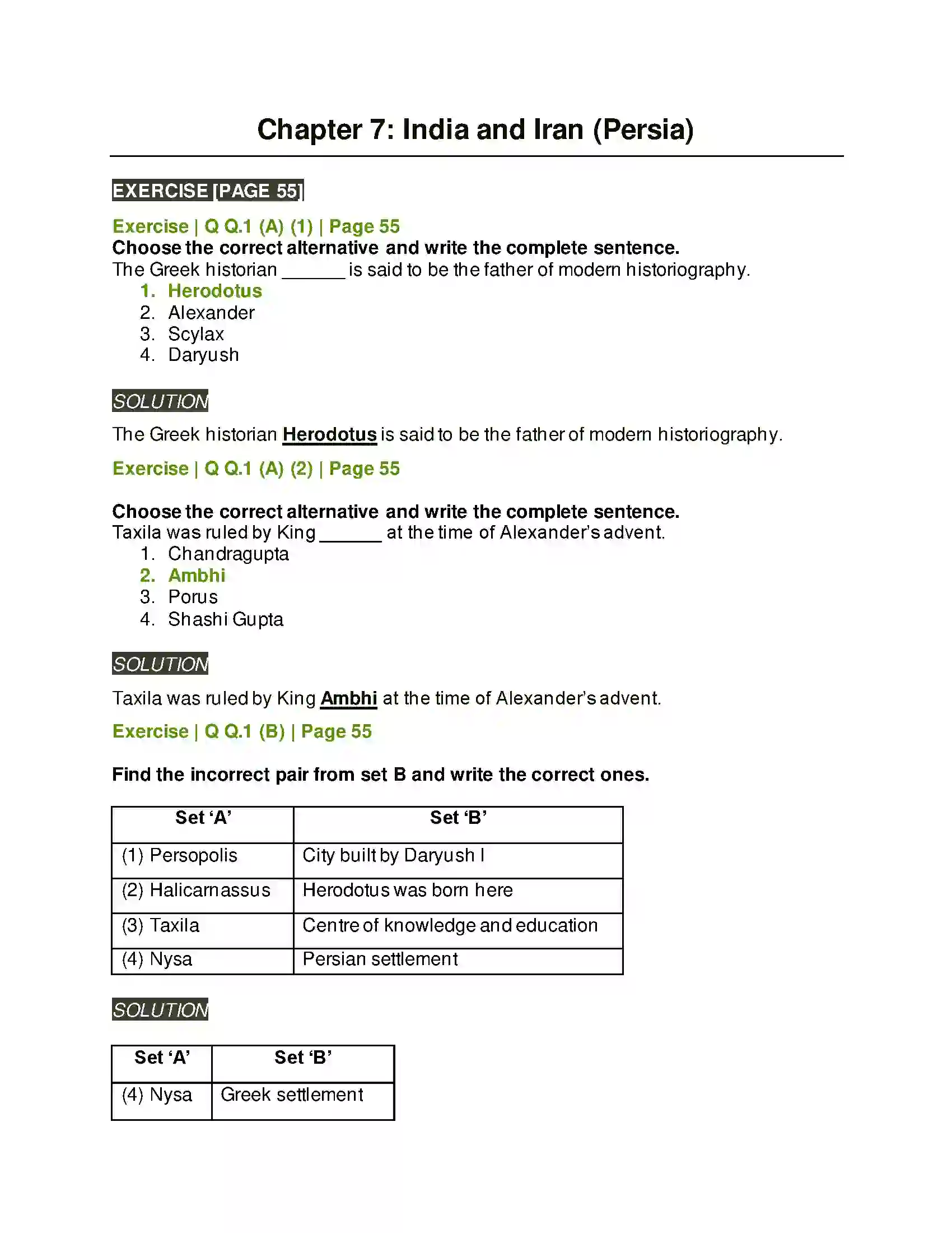 Maharashtra Board Class 11th History India and Iran (Persia) Solution 1