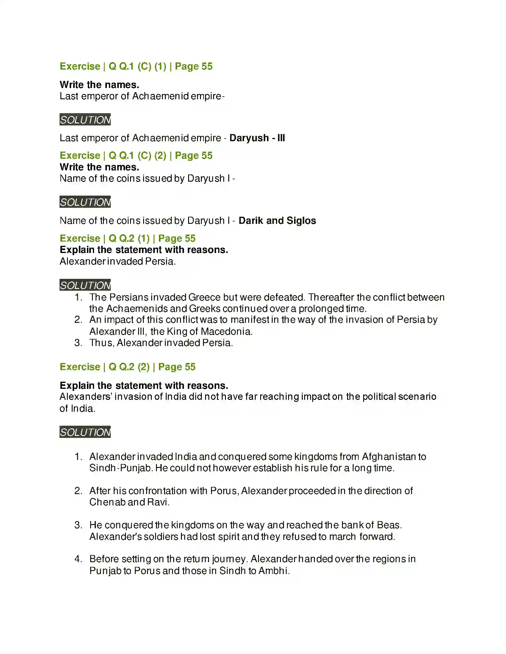 Maharashtra Board Class 11th History India and Iran (Persia) Solution 2