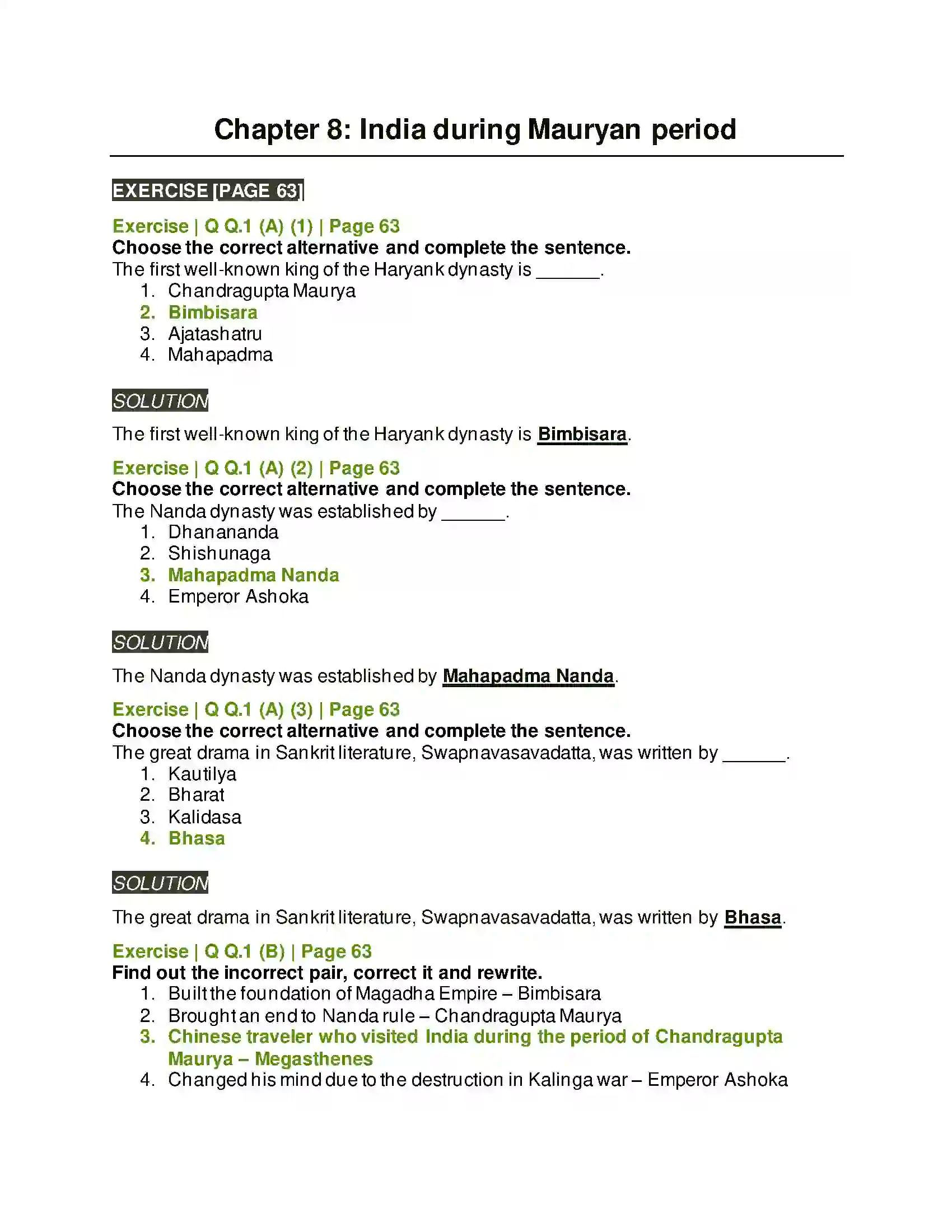 Maharashtra Board Class 11th History India during Mauryan period Solution 1