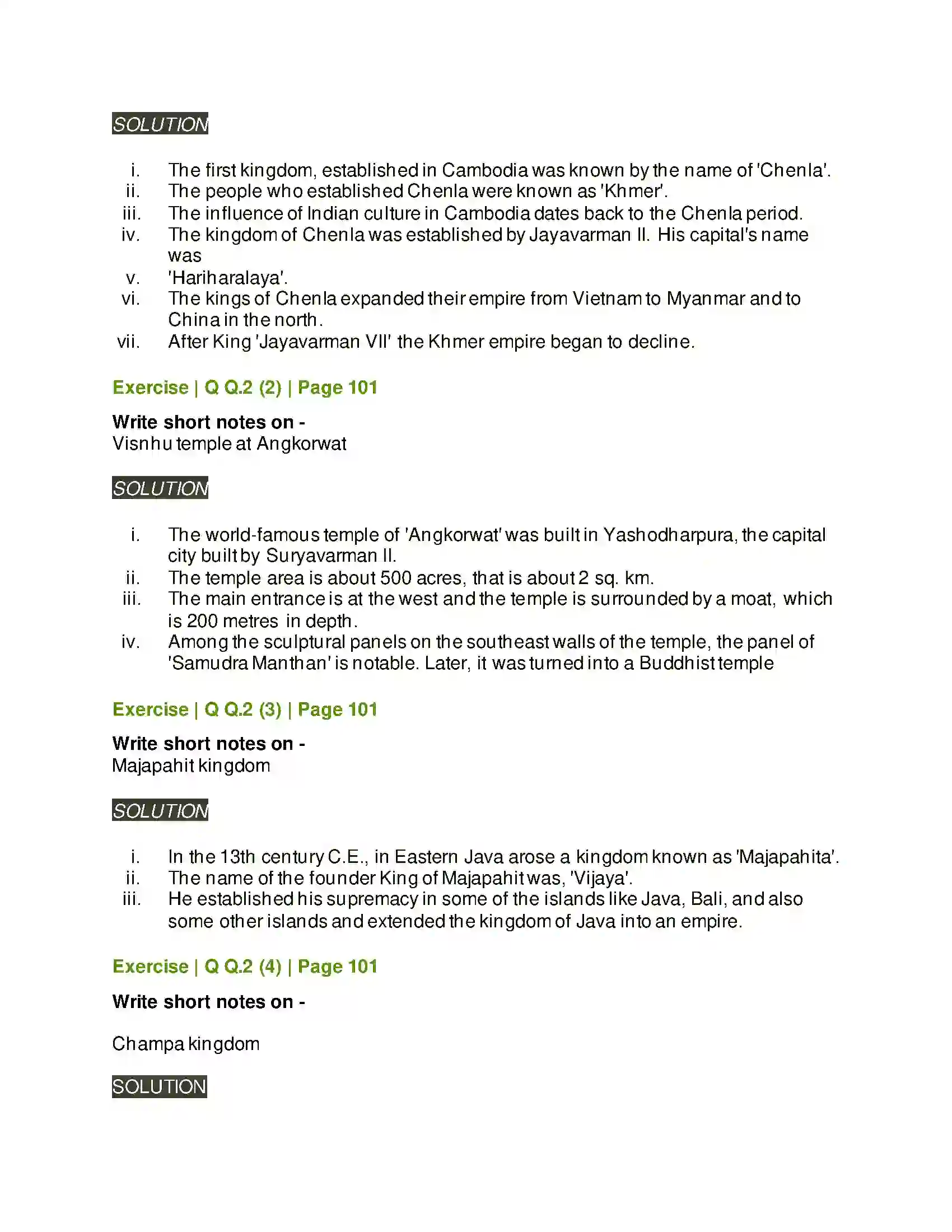 Maharashtra Board Class 11th History India, Shri Lanka and Southeast Asia Solution 3