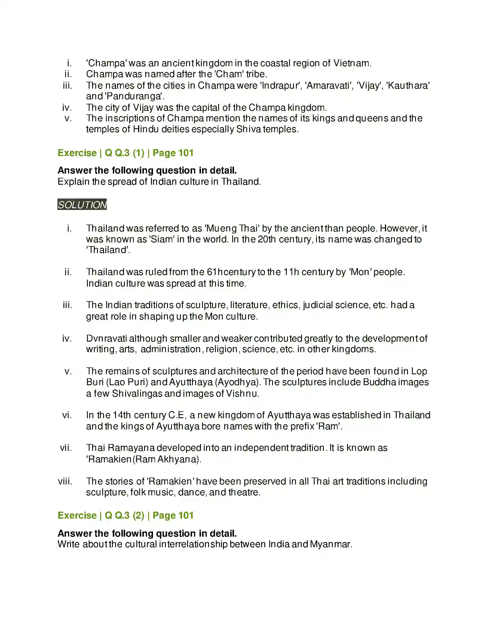 Maharashtra Board Class 11th History India, Shri Lanka and Southeast Asia Solution 4