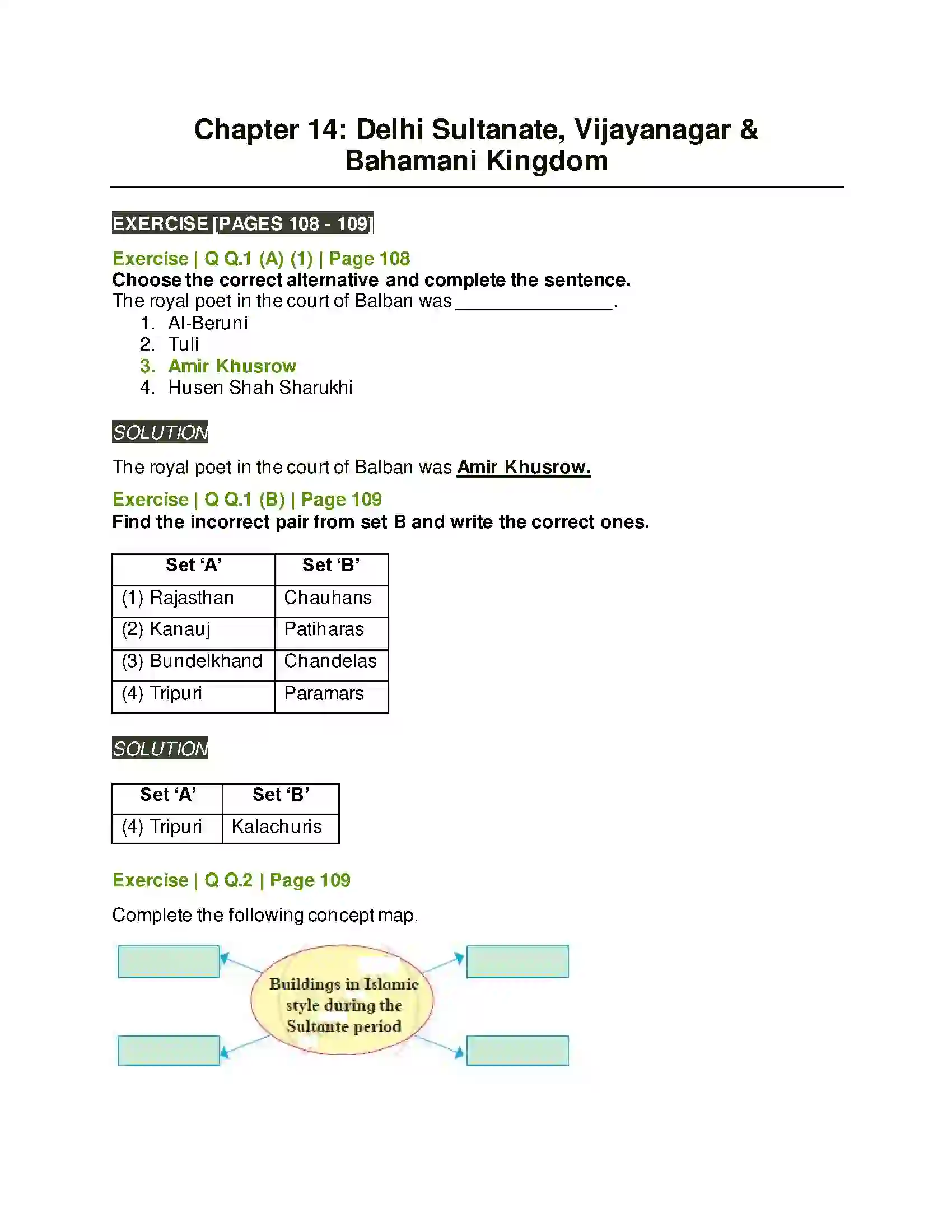Maharashtra Board Class 11th History Delhi Sultanate, Vijayanagar & Bahamani Kingdom Solution 1
