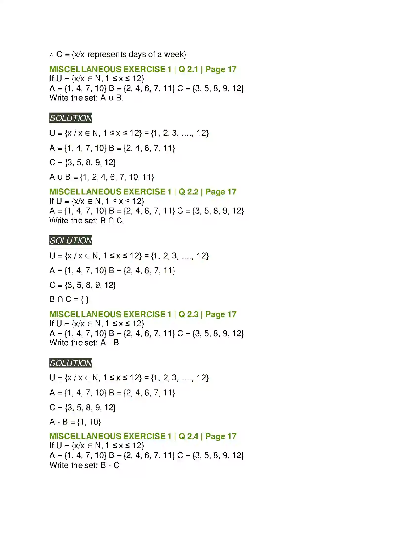 Maharashtra Board Class 11th Mathematics & Statistics - 1 Sets and Relations Solution 22