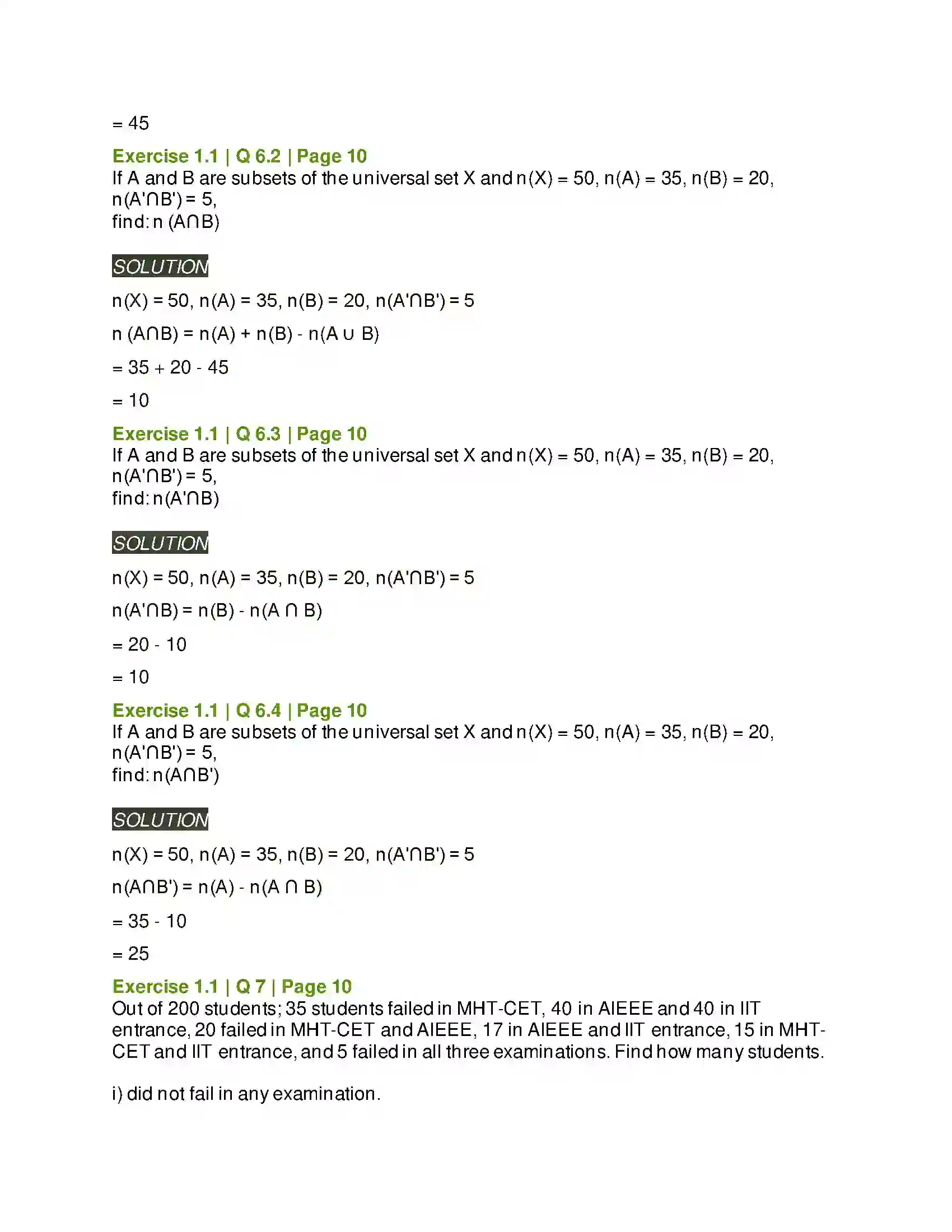 Maharashtra Board Class 11th Mathematics & Statistics - 1 Sets and Relations Solution 8