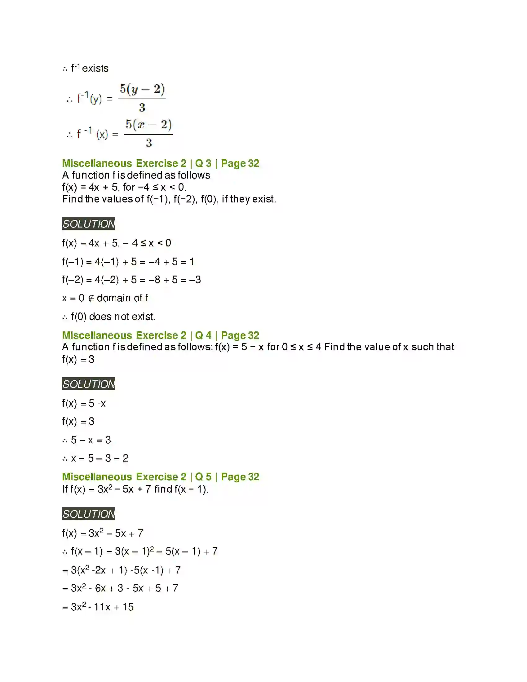 Maharashtra Board Class 11th Mathematics & Statistics - 1 Functions Solution 11
