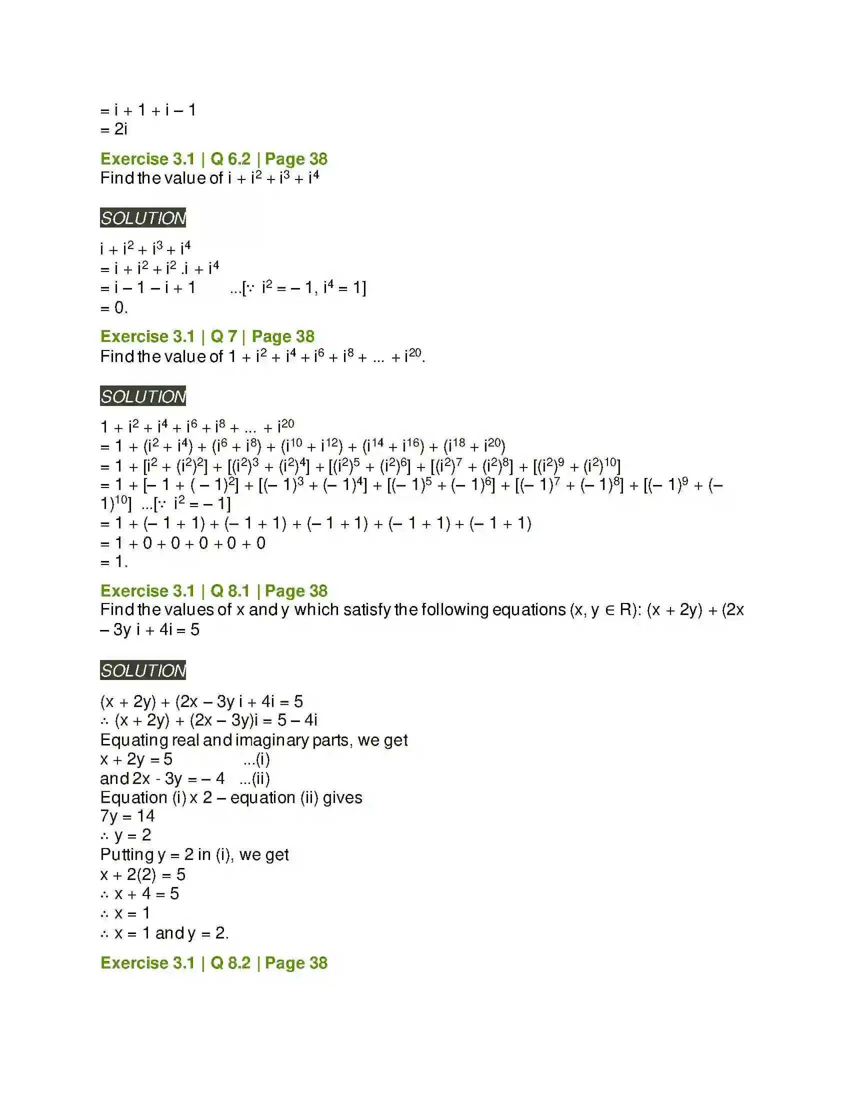 Maharashtra Board Class 11th Mathematics & Statistics - 1 Complex Numbers Solution 9