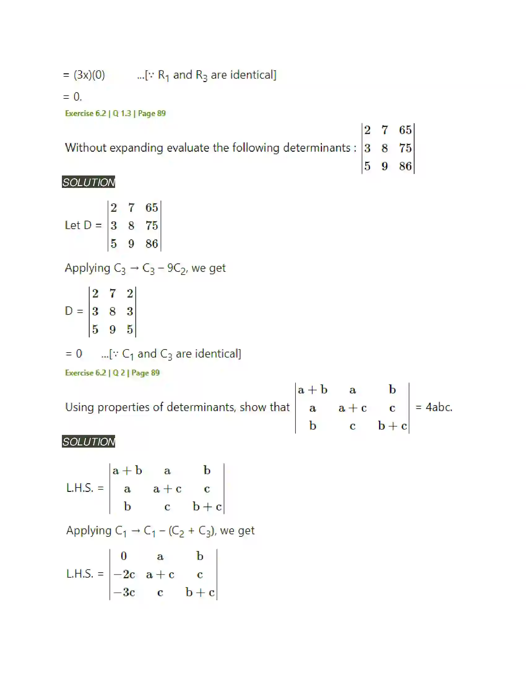 Maharashtra Board Class 11th Mathematics & Statistics - 1 Determinants Solution 11
