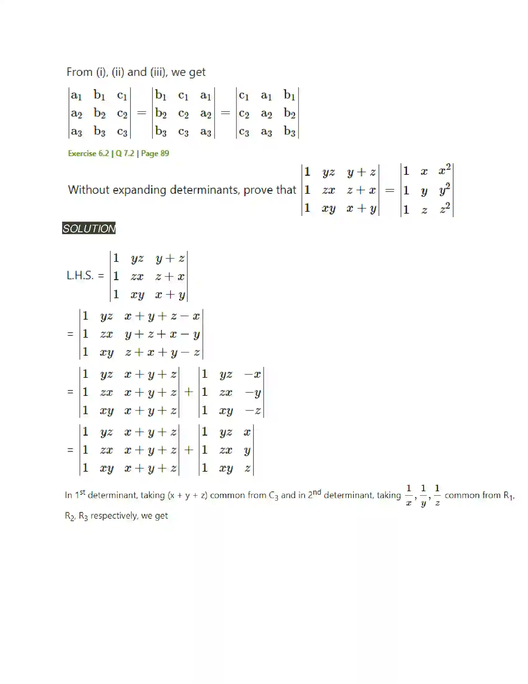 Maharashtra Board Class 11th Mathematics & Statistics - 1 Determinants Solution 18