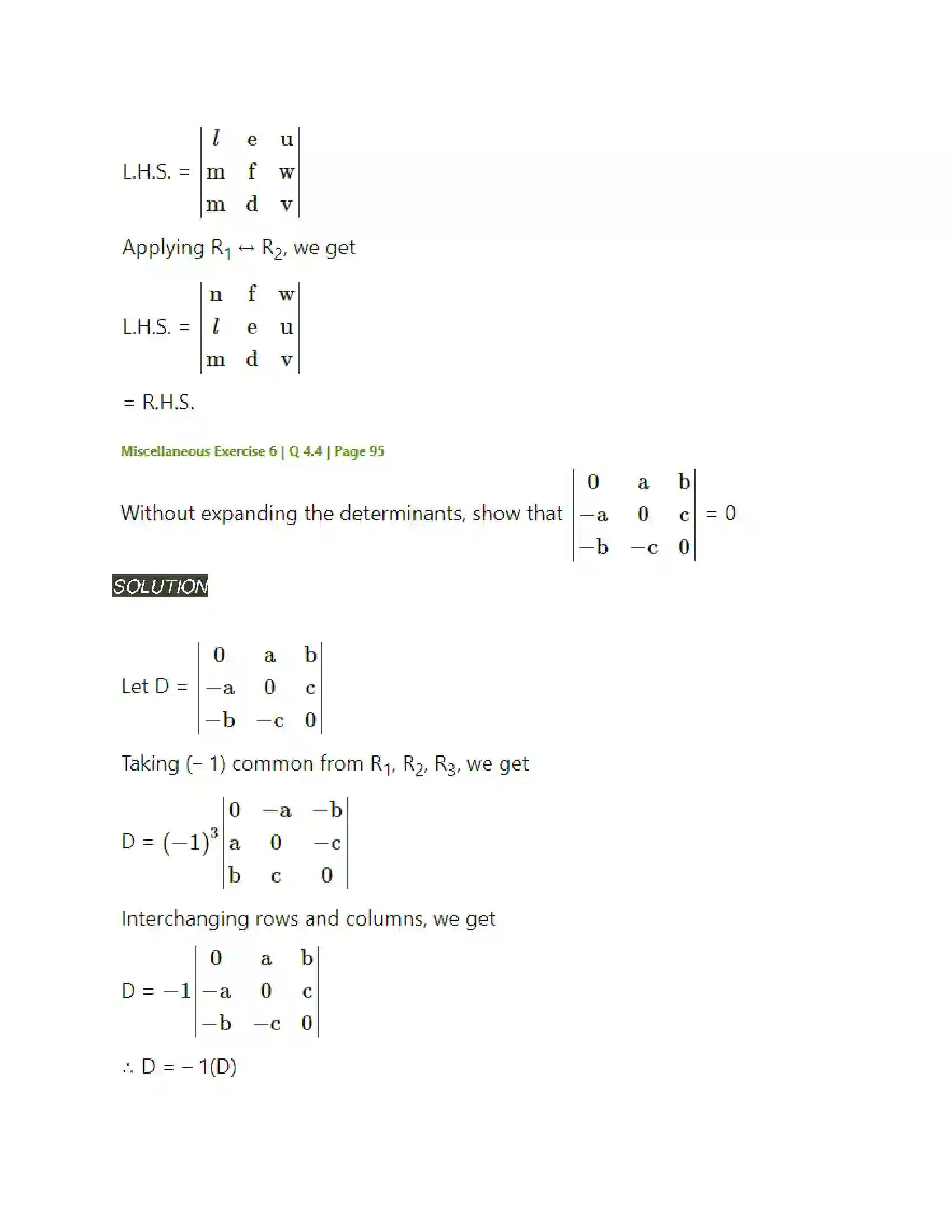 Maharashtra Board Class 11th Mathematics & Statistics - 1 Determinants Solution 42