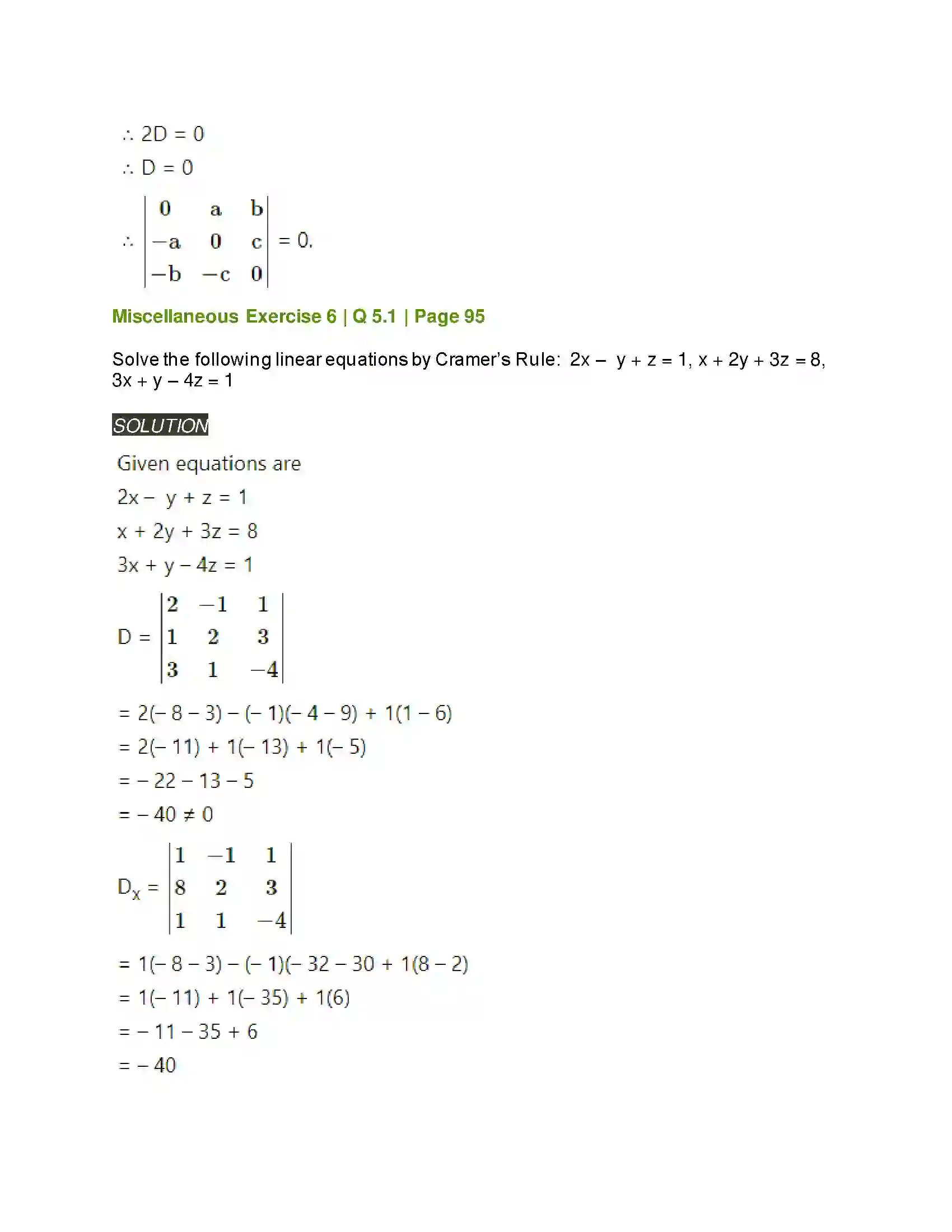 Maharashtra Board Class 11th Mathematics & Statistics - 1 Determinants Solution 43