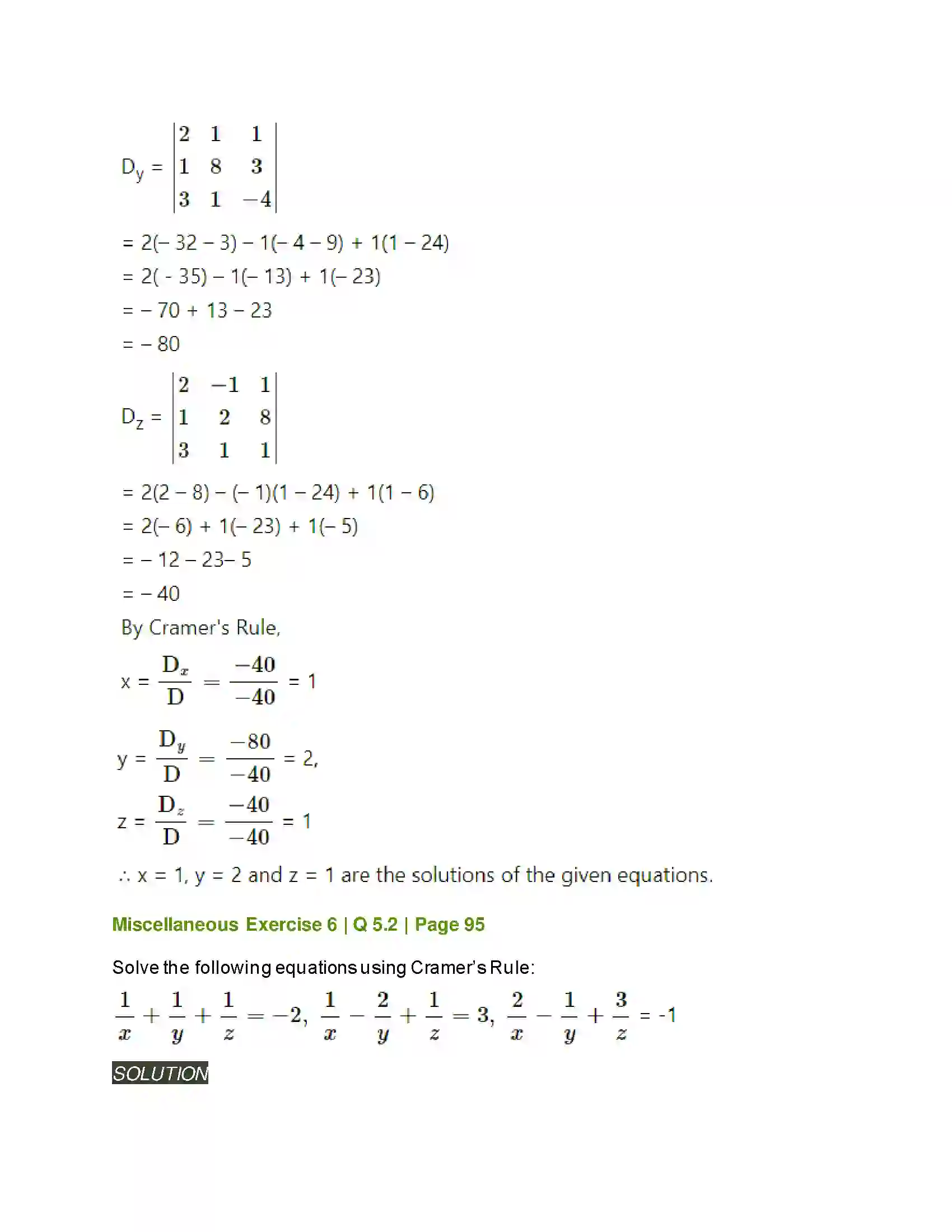 Maharashtra Board Class 11th Mathematics & Statistics - 1 Determinants Solution 44