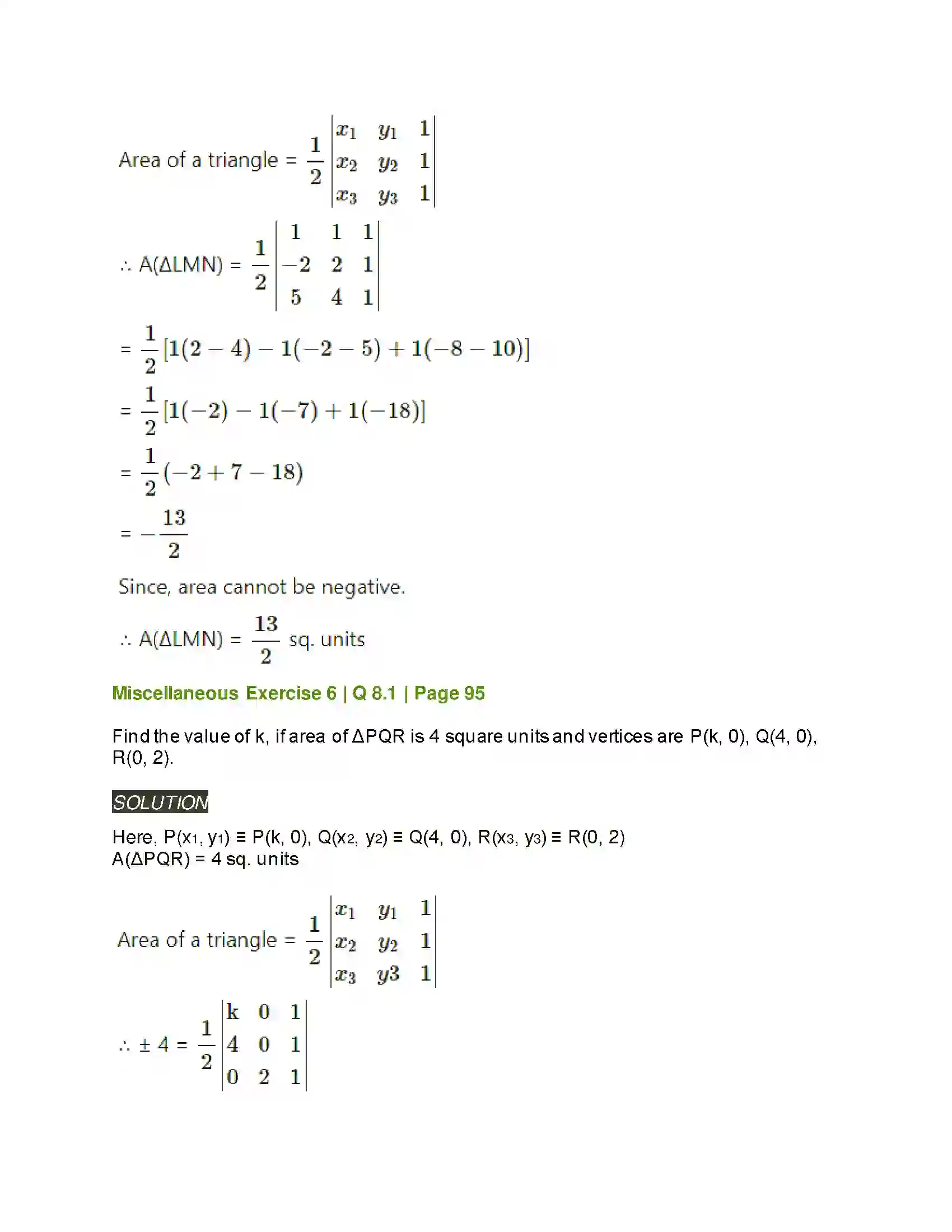Maharashtra Board Class 11th Mathematics & Statistics - 1 Determinants Solution 51