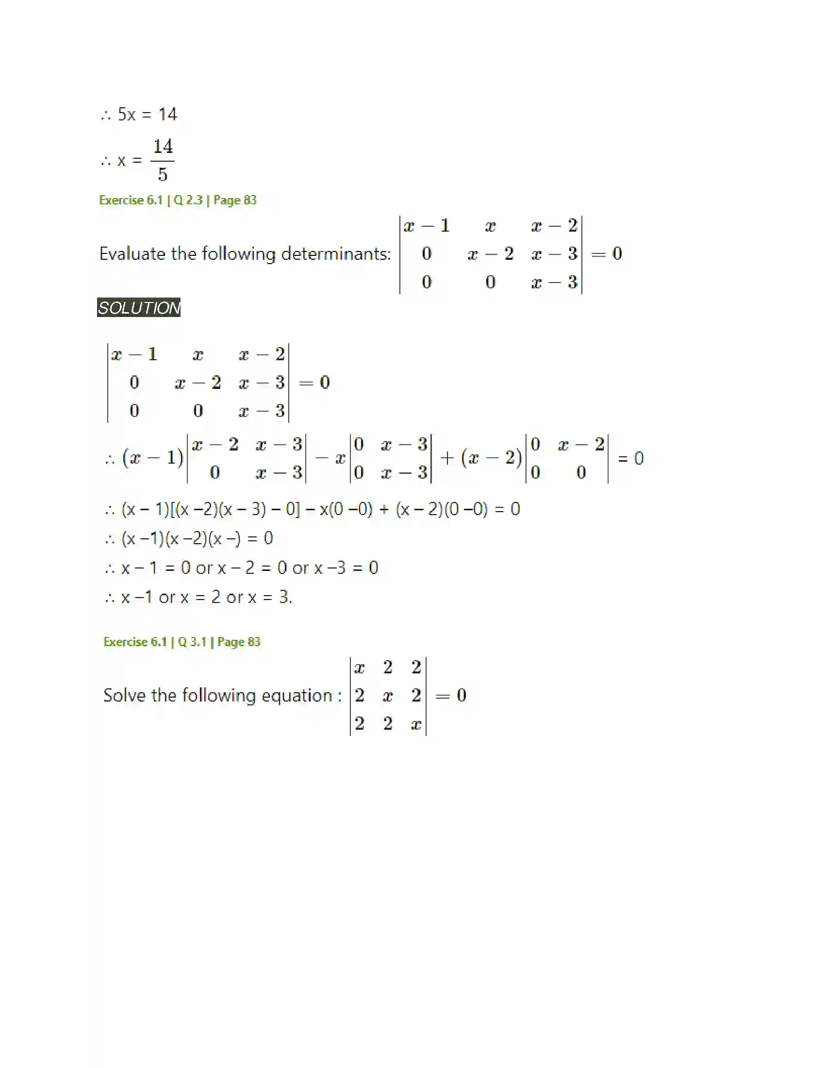 Maharashtra Board Class 11th Mathematics & Statistics - 1 Determinants Solution 6
