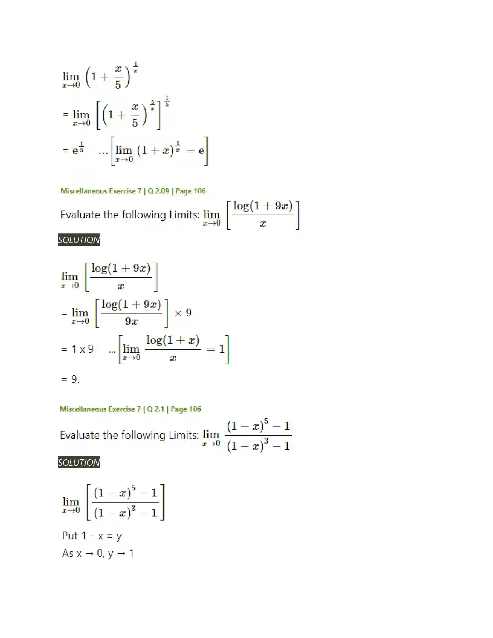 Maharashtra Board Class 11th Mathematics & Statistics - 1 Limits Solution 54
