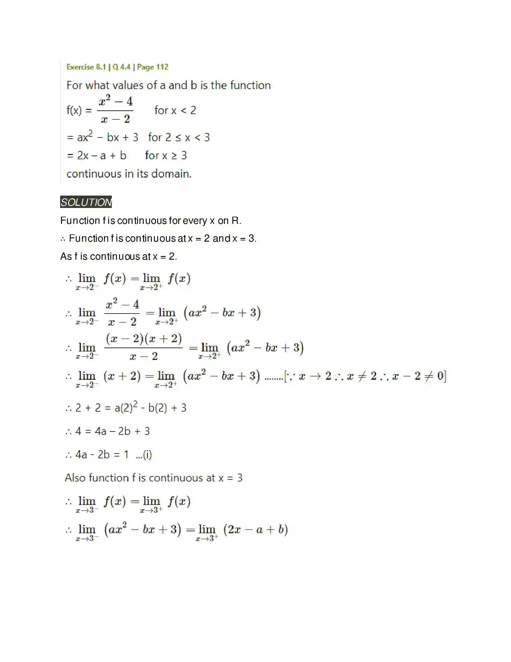 Maharashtra Board Class 11th Mathematics & Statistics - 1 Continuity Solution 11