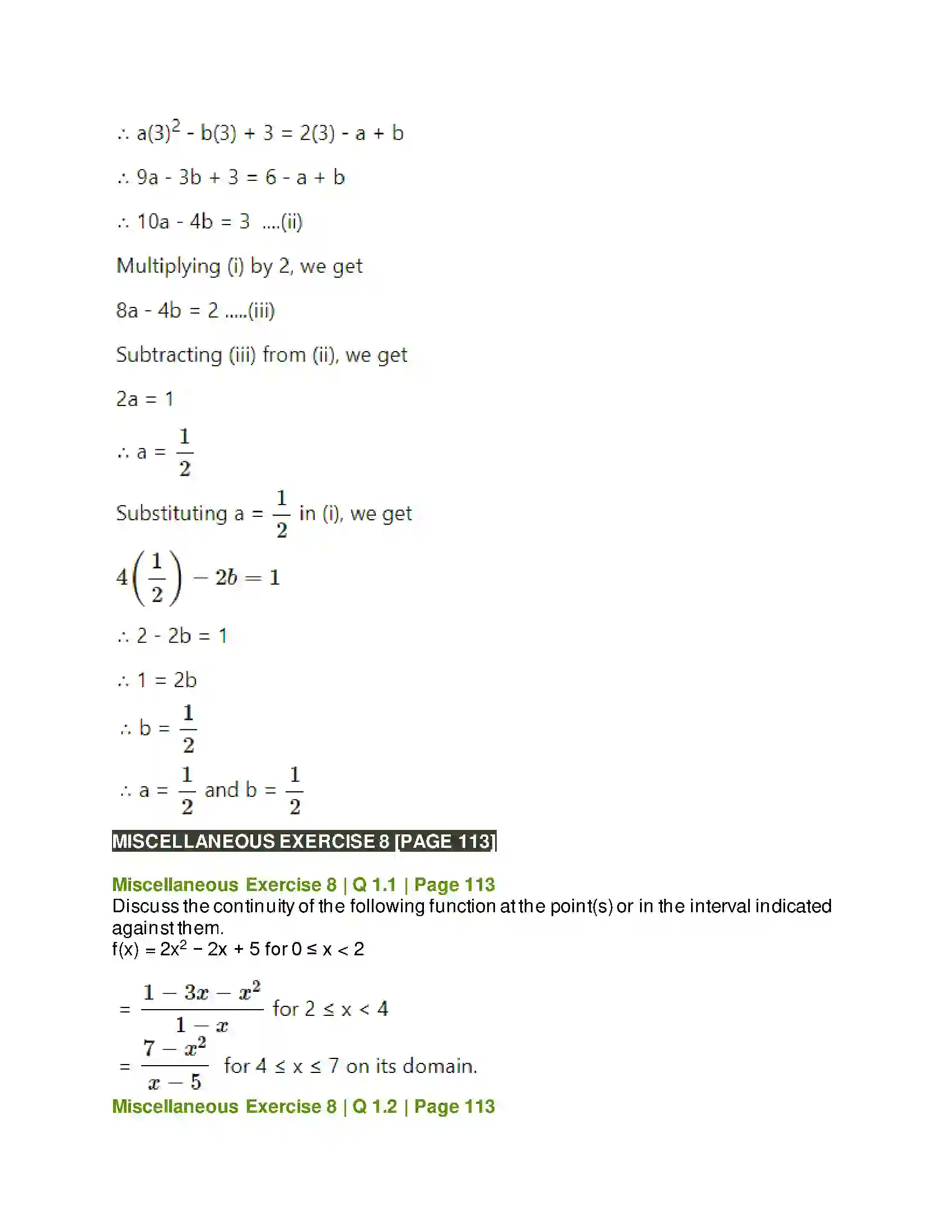Maharashtra Board Class 11th Mathematics & Statistics - 1 Continuity Solution 12