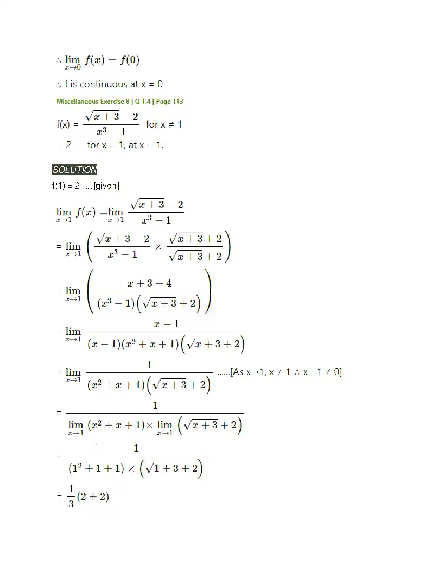 Maharashtra Board Class 11th Mathematics & Statistics - 1 Continuity Solution 15