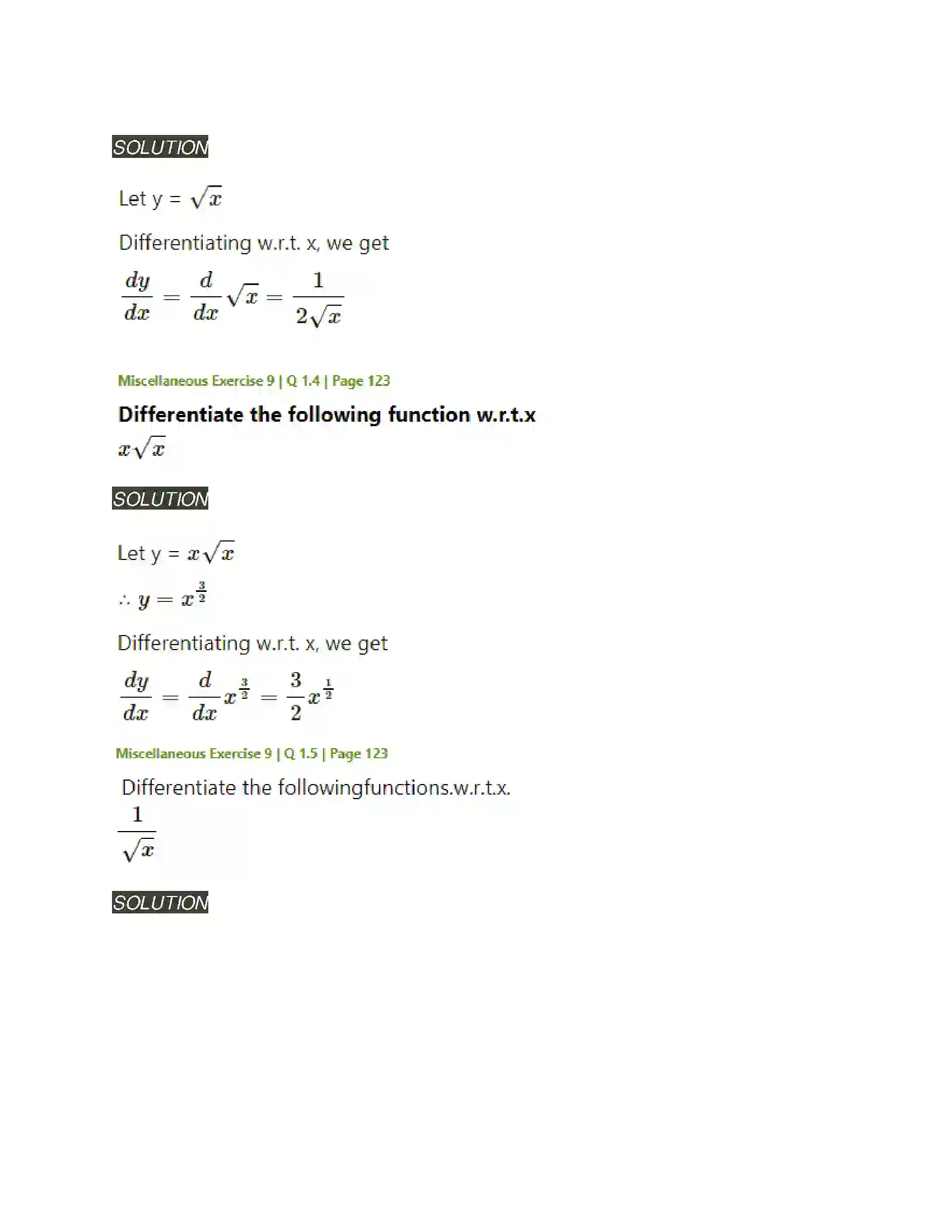 Maharashtra Board Class 11th Mathematics & Statistics - 1 Differentiation Solution 36