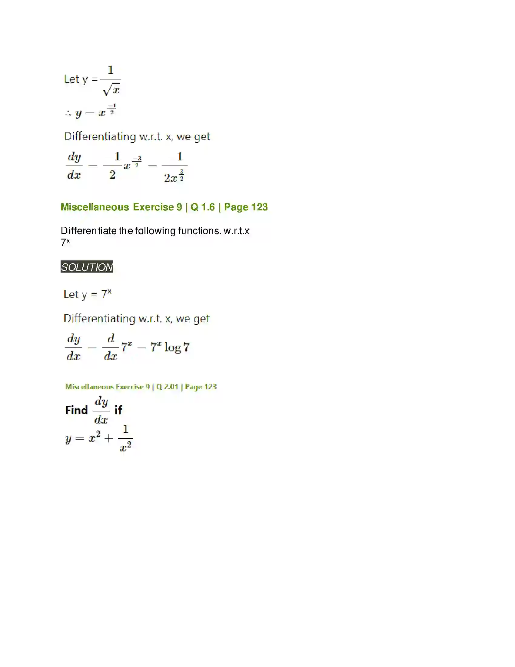 Maharashtra Board Class 11th Mathematics & Statistics - 1 Differentiation Solution 37