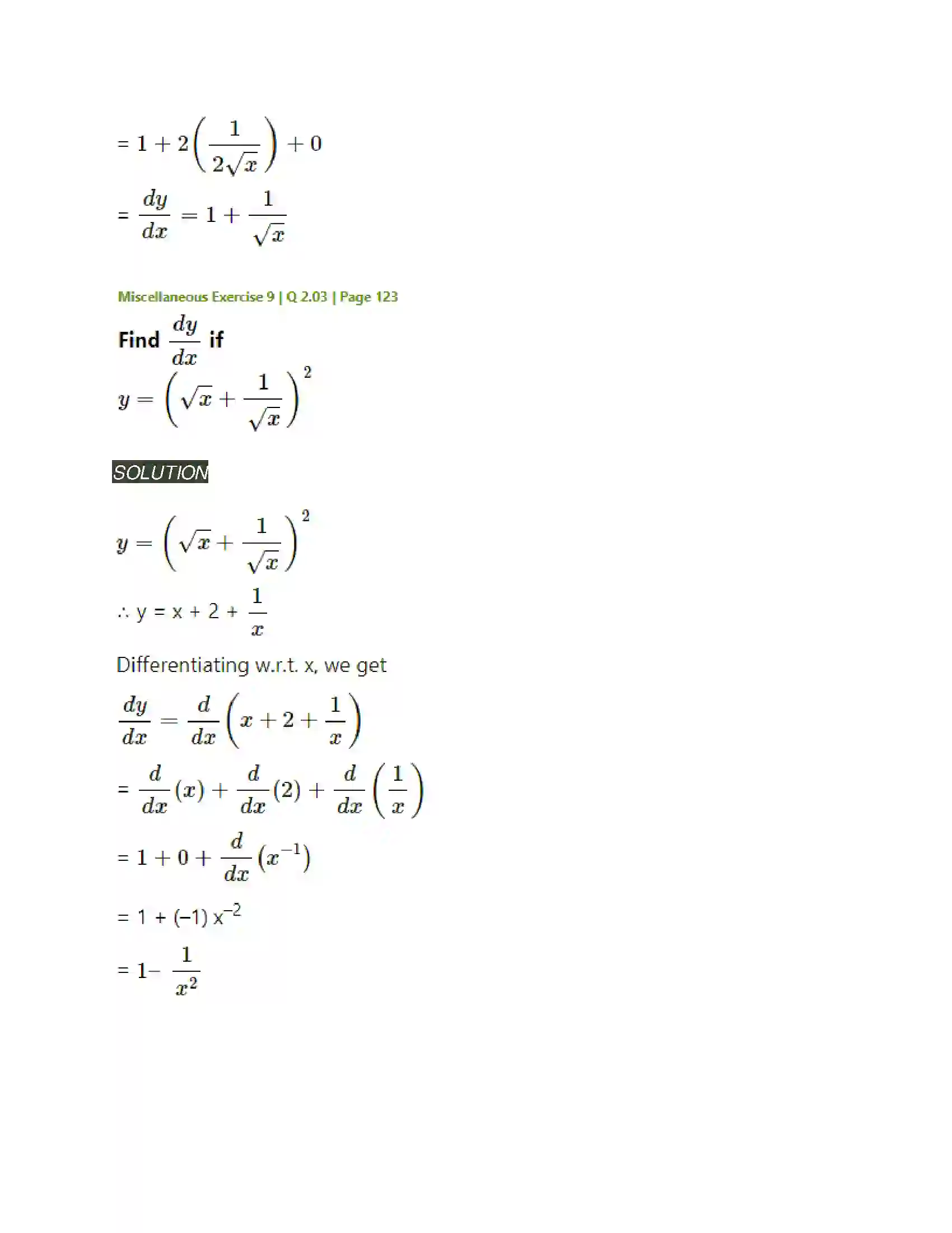 Maharashtra Board Class 11th Mathematics & Statistics - 1 Differentiation Solution 39