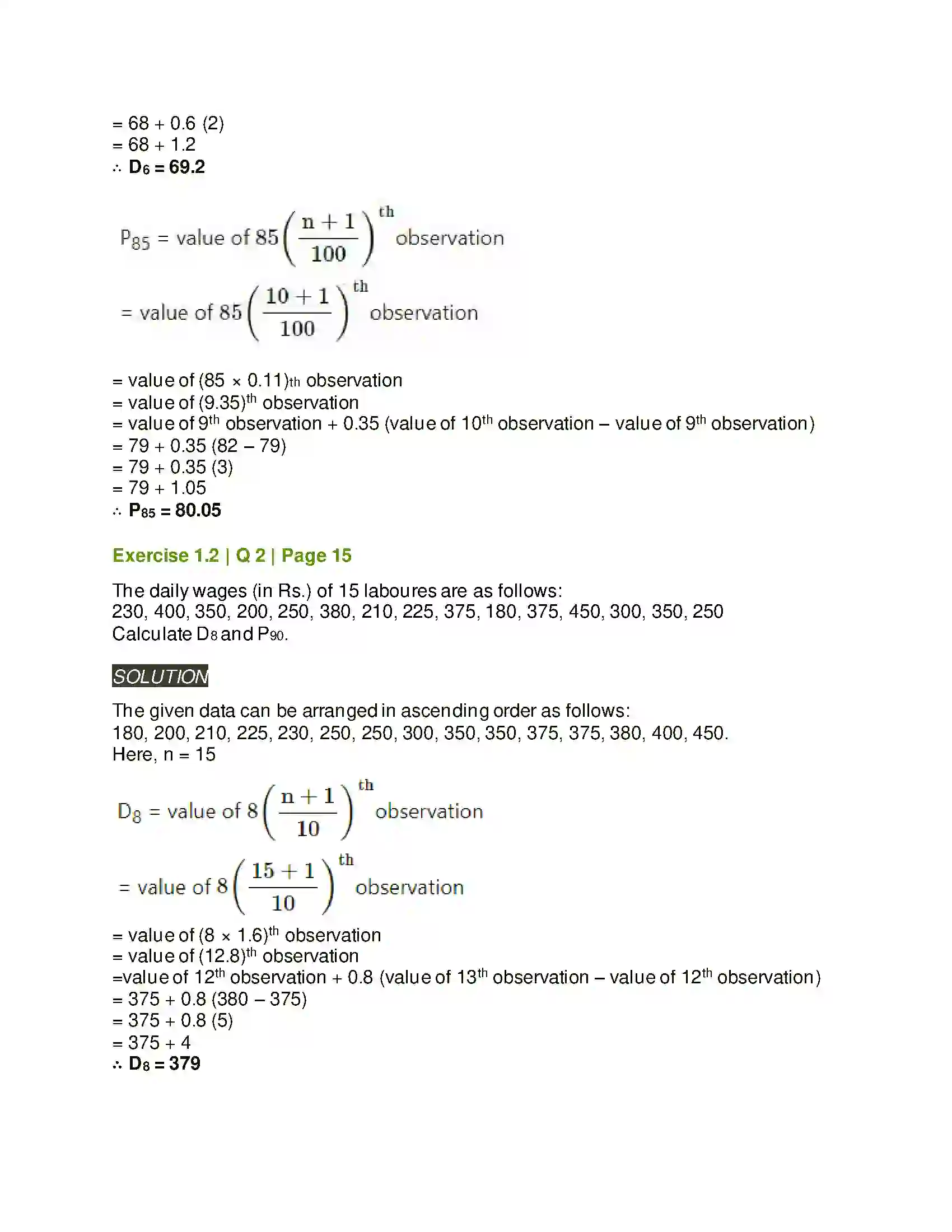 Maharashtra Board Class 11th Mathematics & Statistics - 2 Partition Values Solution 17