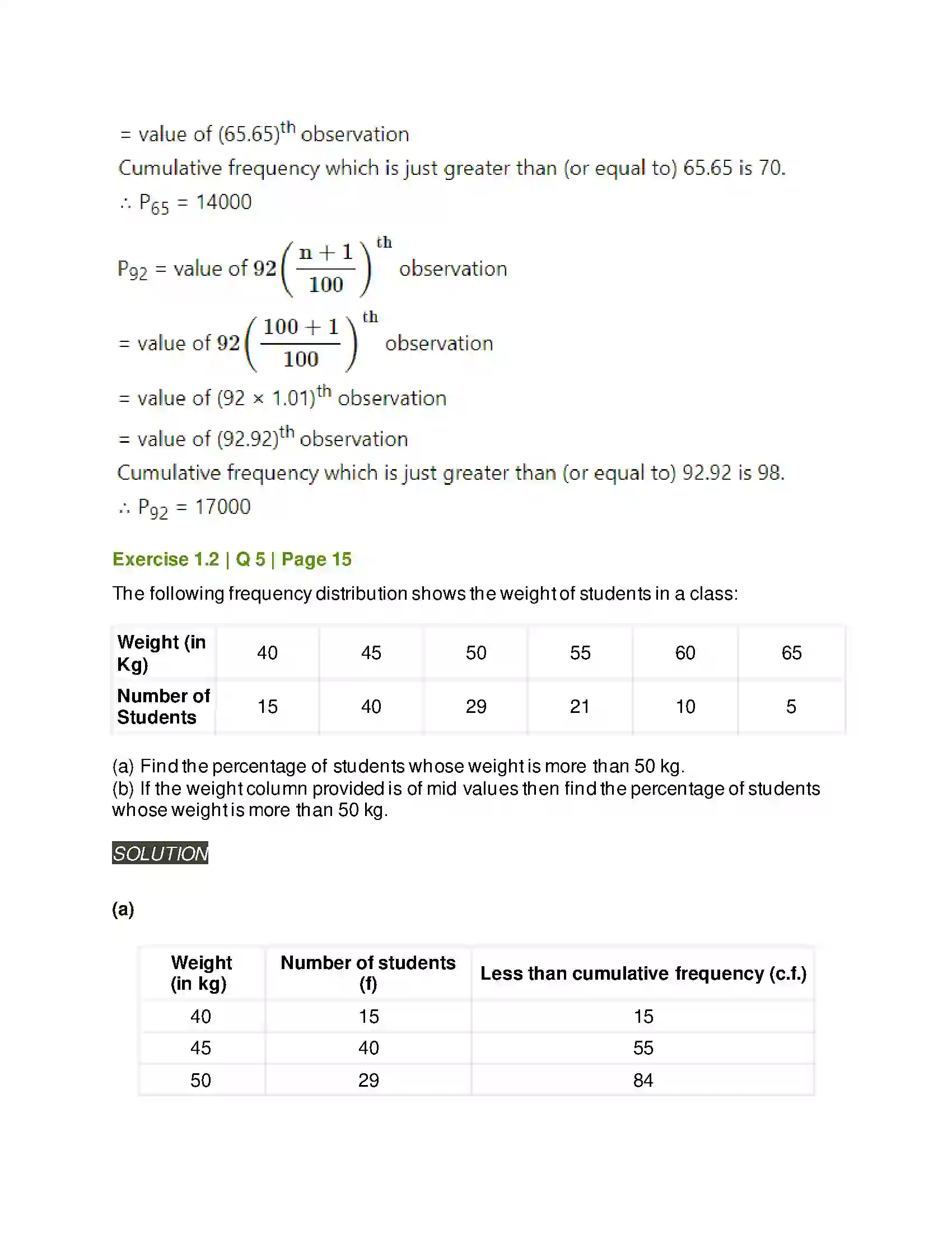 Maharashtra Board Class 11th Mathematics & Statistics - 2 Partition Values Solution 21