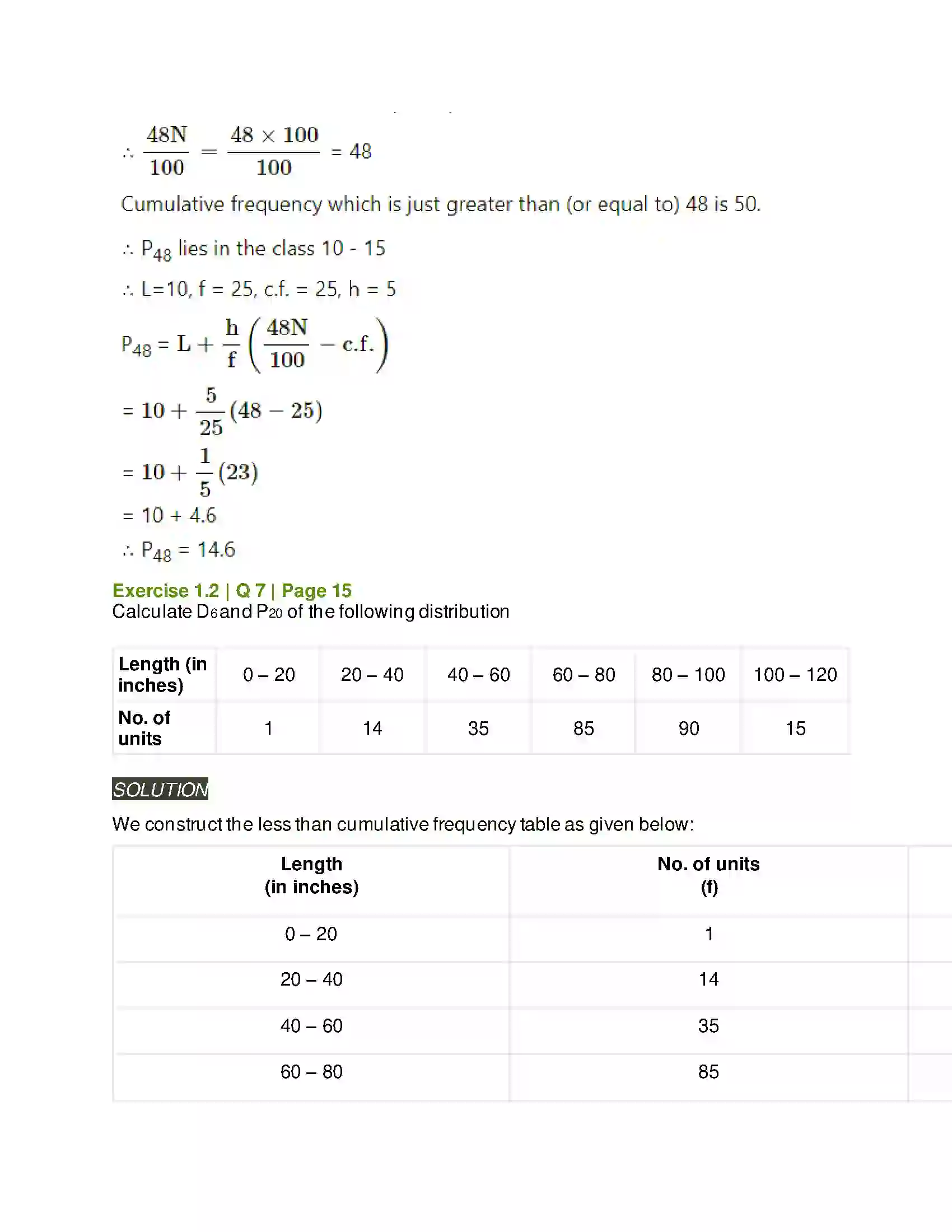Maharashtra Board Class 11th Mathematics & Statistics - 2 Partition Values Solution 25
