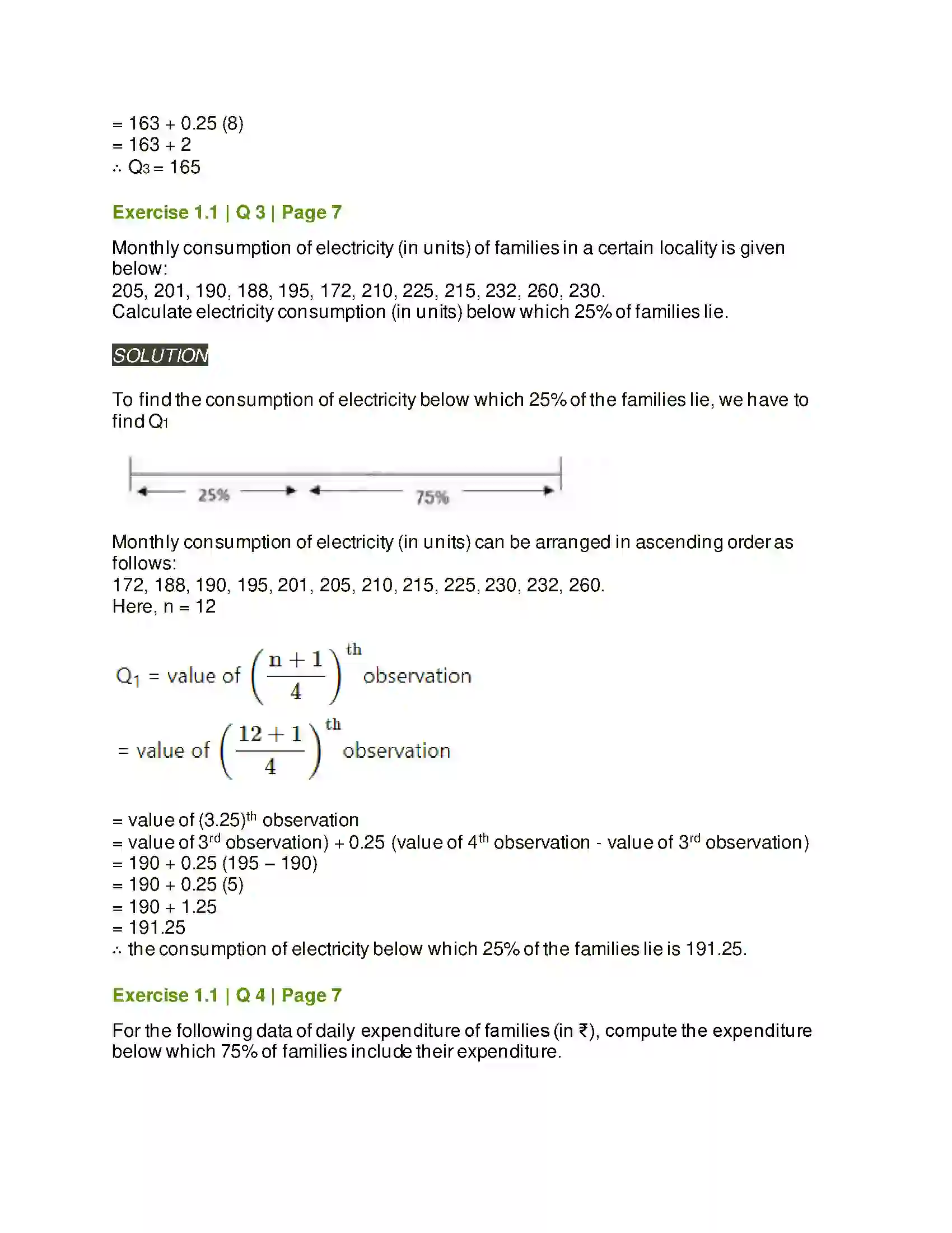 Maharashtra Board Class 11th Mathematics & Statistics - 2 Partition Values Solution 3