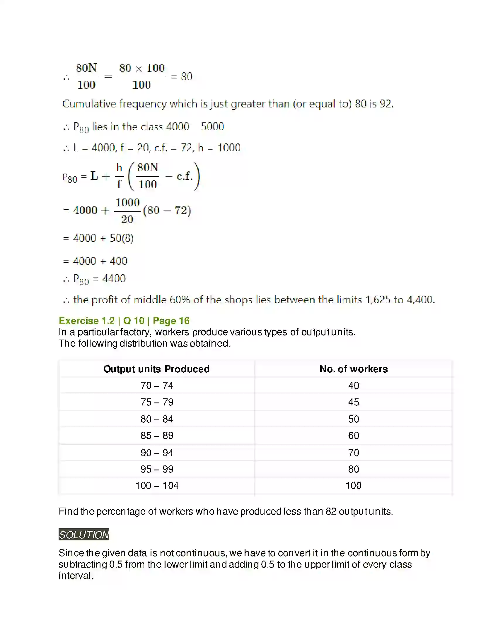 Maharashtra Board Class 11th Mathematics & Statistics - 2 Partition Values Solution 31