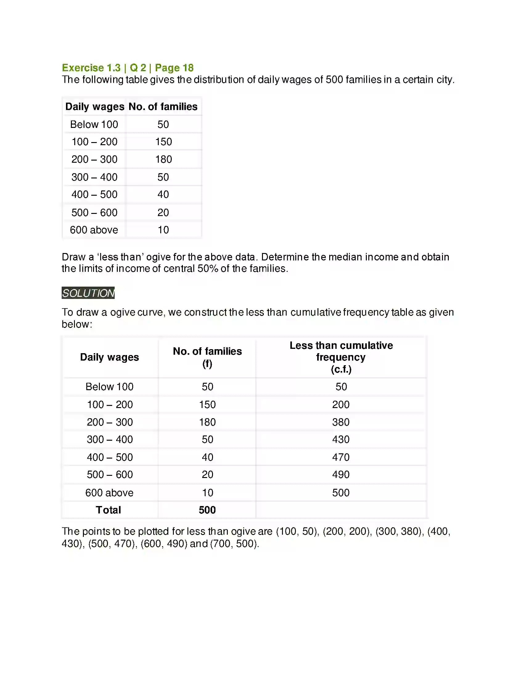 Maharashtra Board Class 11th Mathematics & Statistics - 2 Partition Values Solution 35