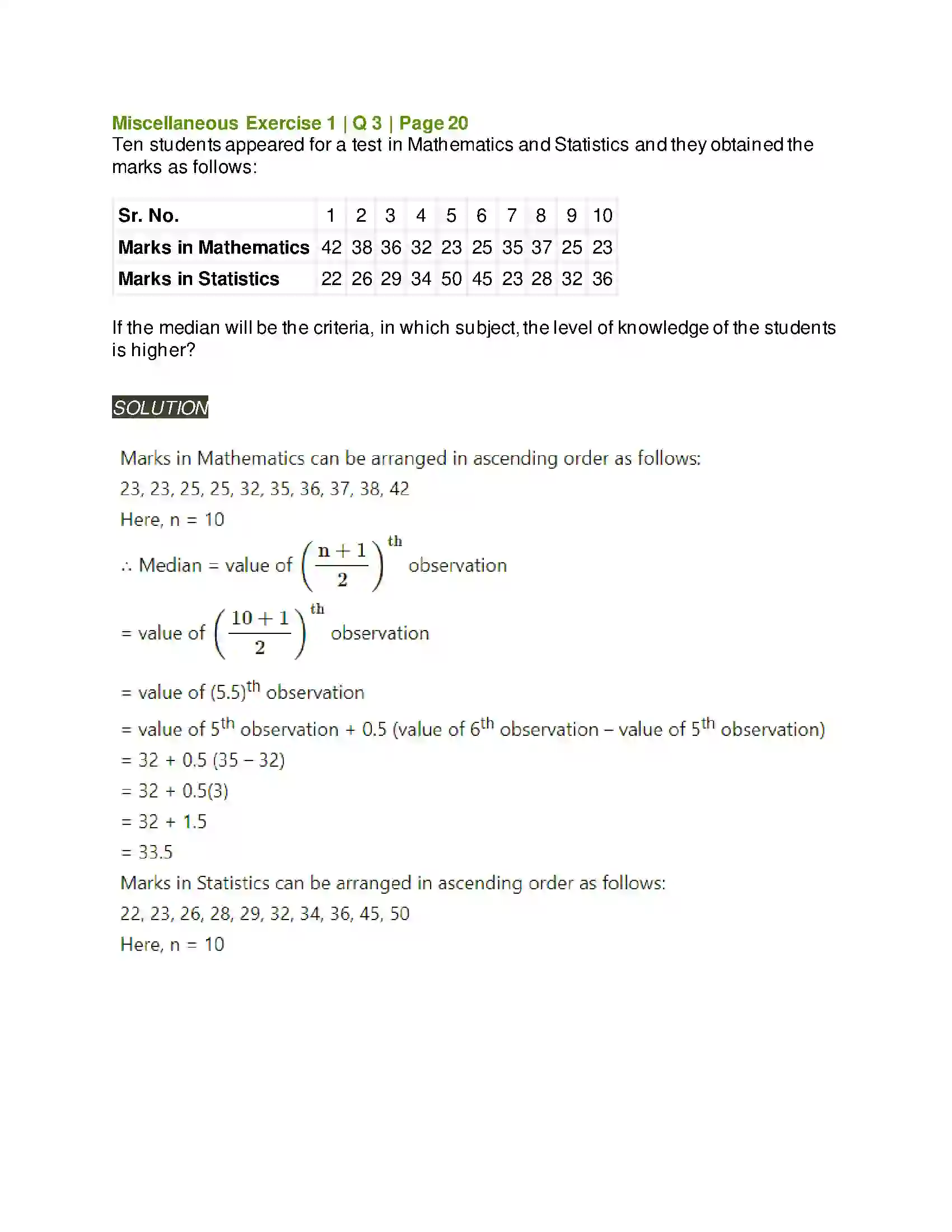 Maharashtra Board Class 11th Mathematics & Statistics - 2 Partition Values Solution 55