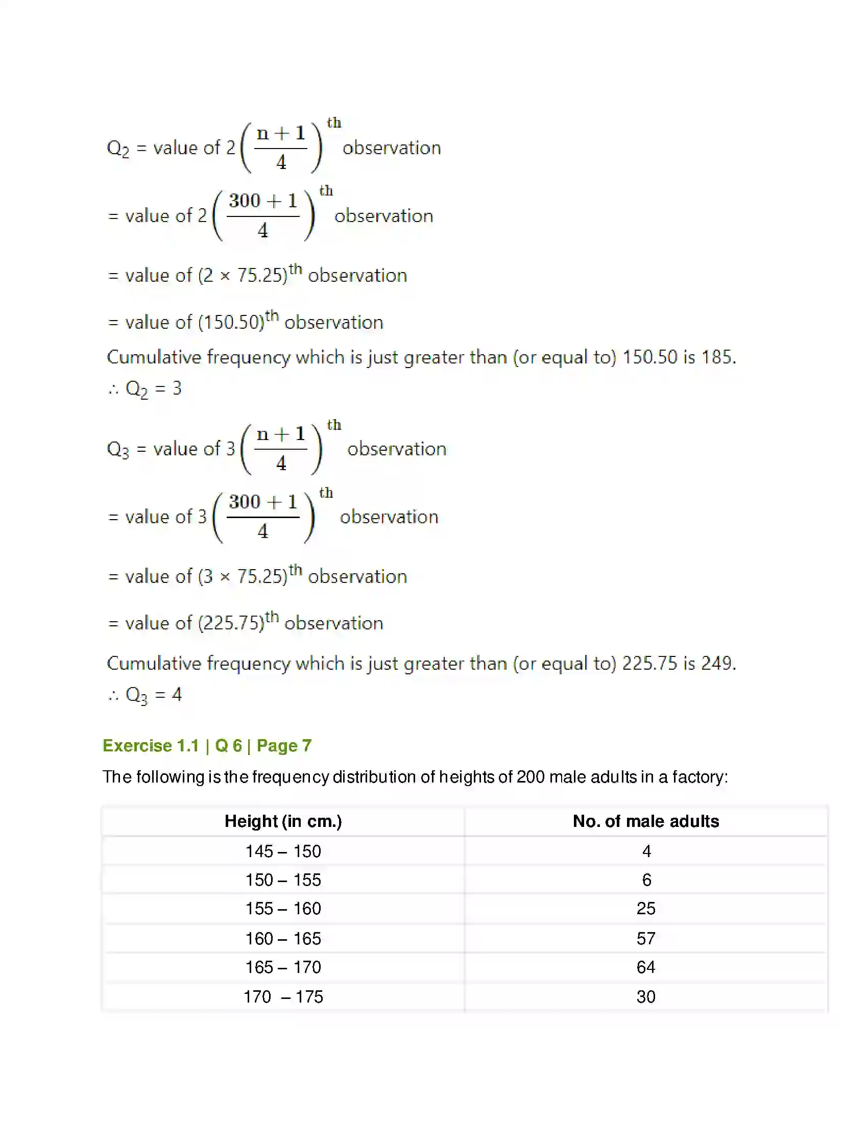 Maharashtra Board Class 11th Mathematics & Statistics - 2 Partition Values Solution 6