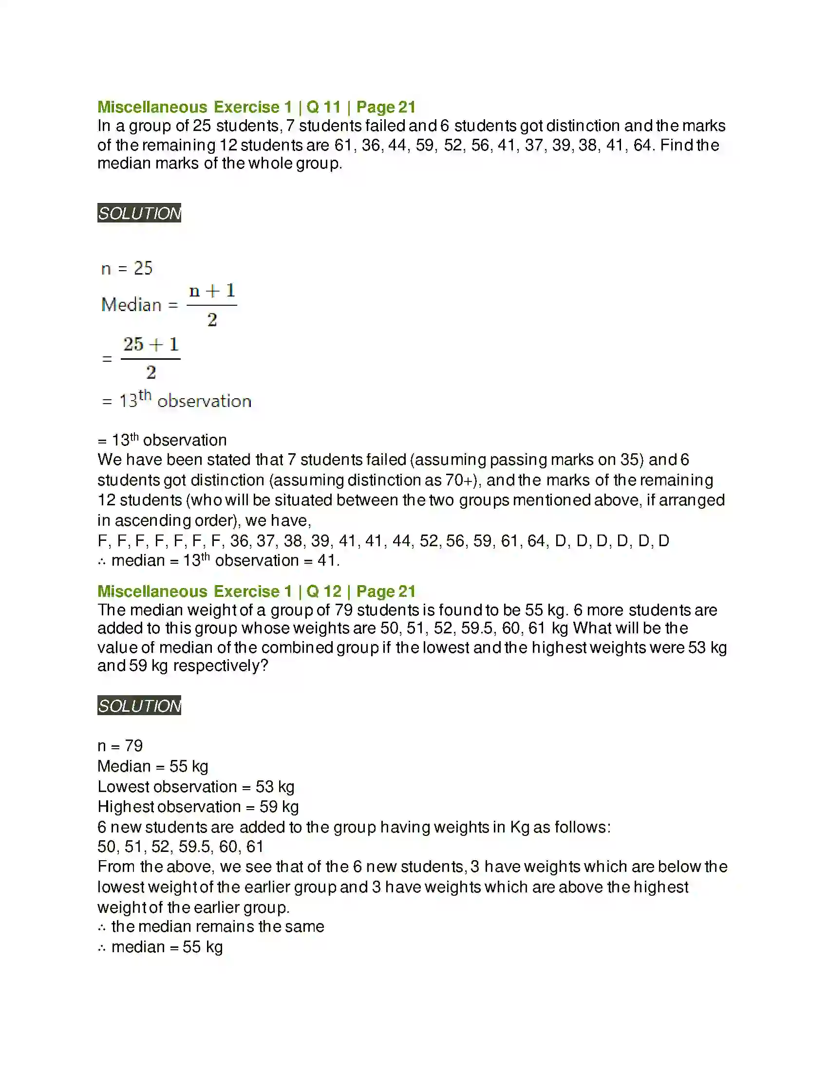 Maharashtra Board Class 11th Mathematics & Statistics - 2 Partition Values Solution 69