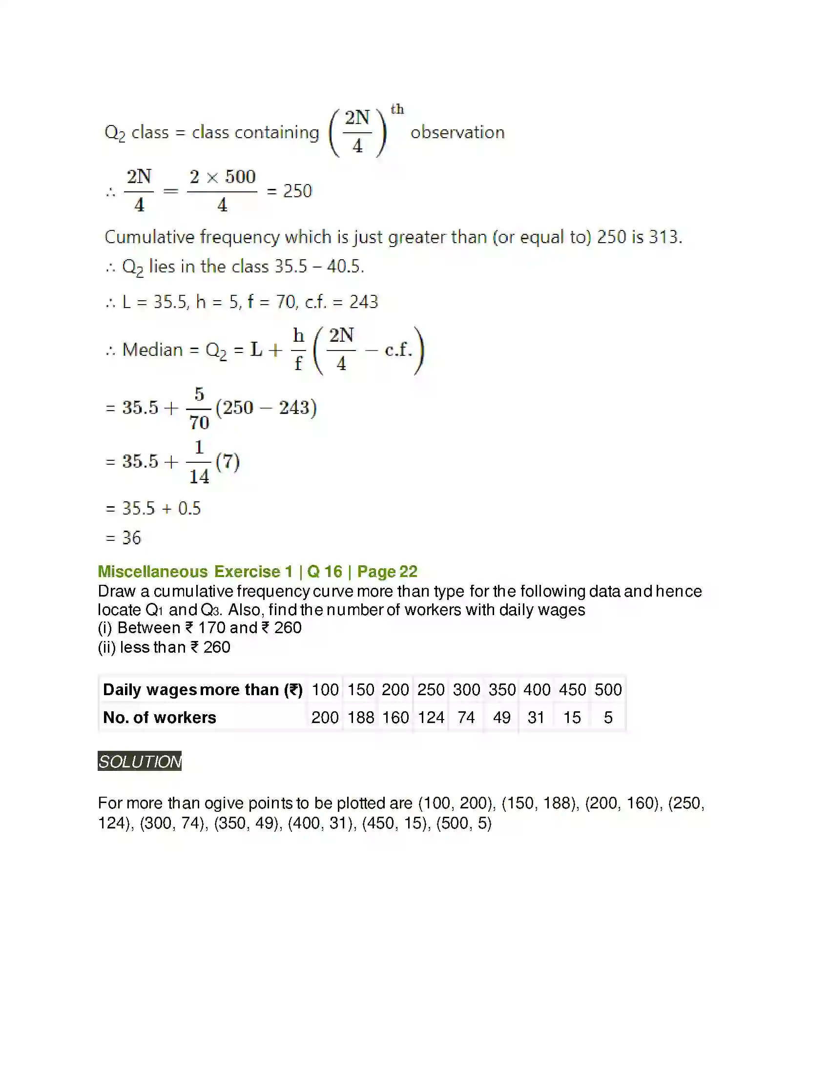 Maharashtra Board Class 11th Mathematics & Statistics - 2 Partition Values Solution 74