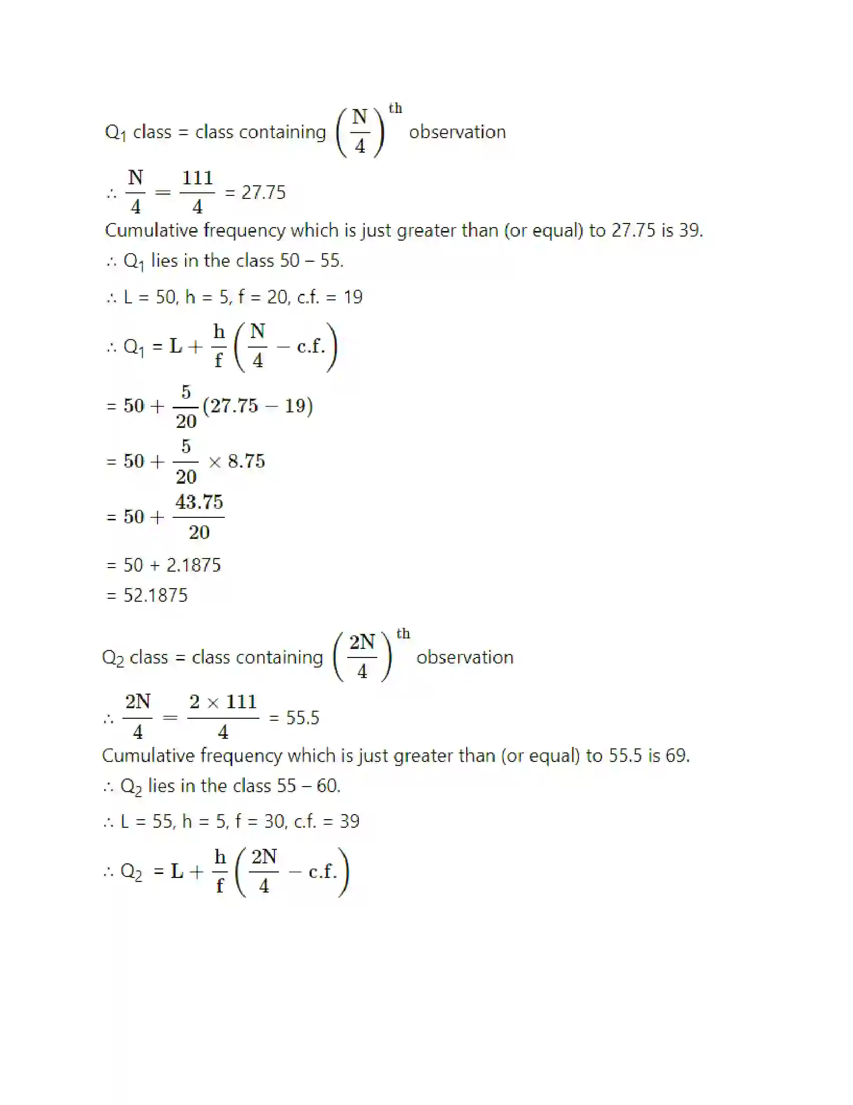 Maharashtra Board Class 11th Mathematics & Statistics - 2 Partition Values Solution 81