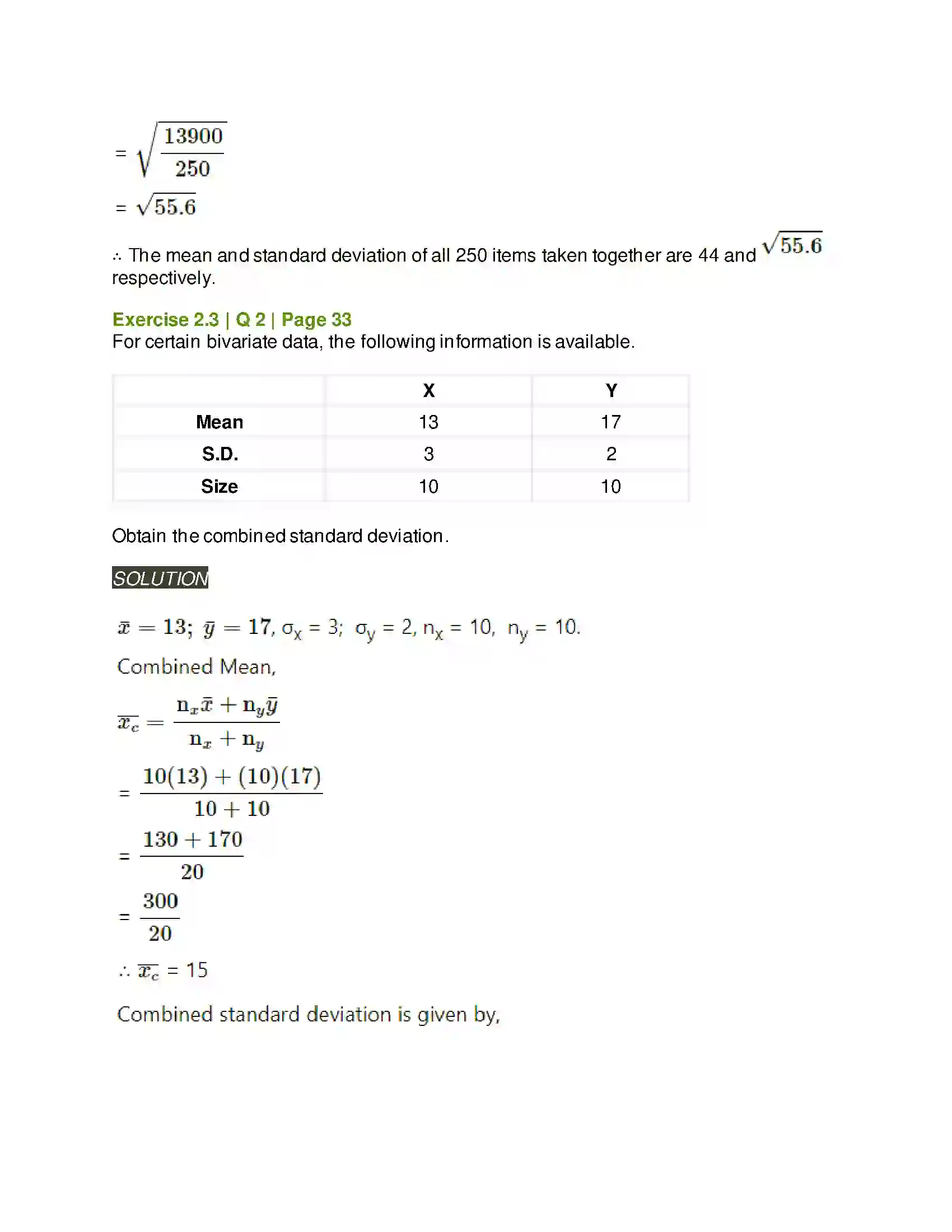 Maharashtra Board Class 11th Mathematics & Statistics - 2 Measures of Dispersion Solution 23