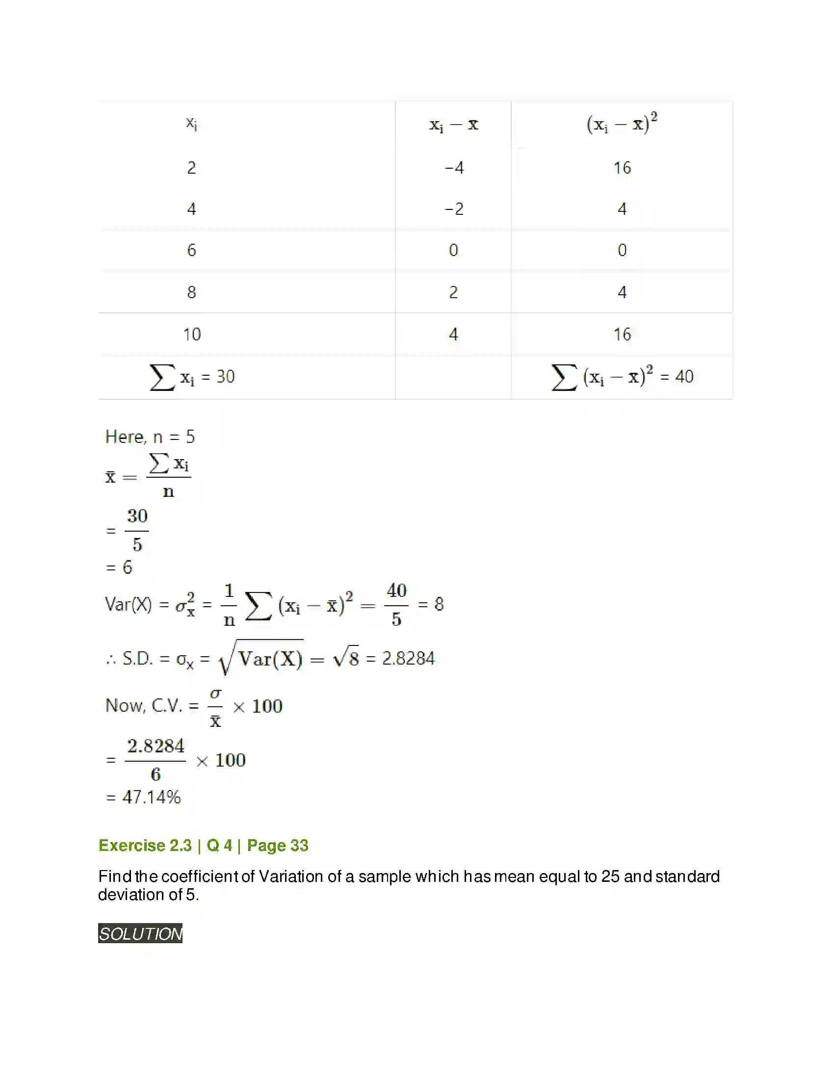Maharashtra Board Class 11th Mathematics & Statistics - 2 Measures of Dispersion Solution 25