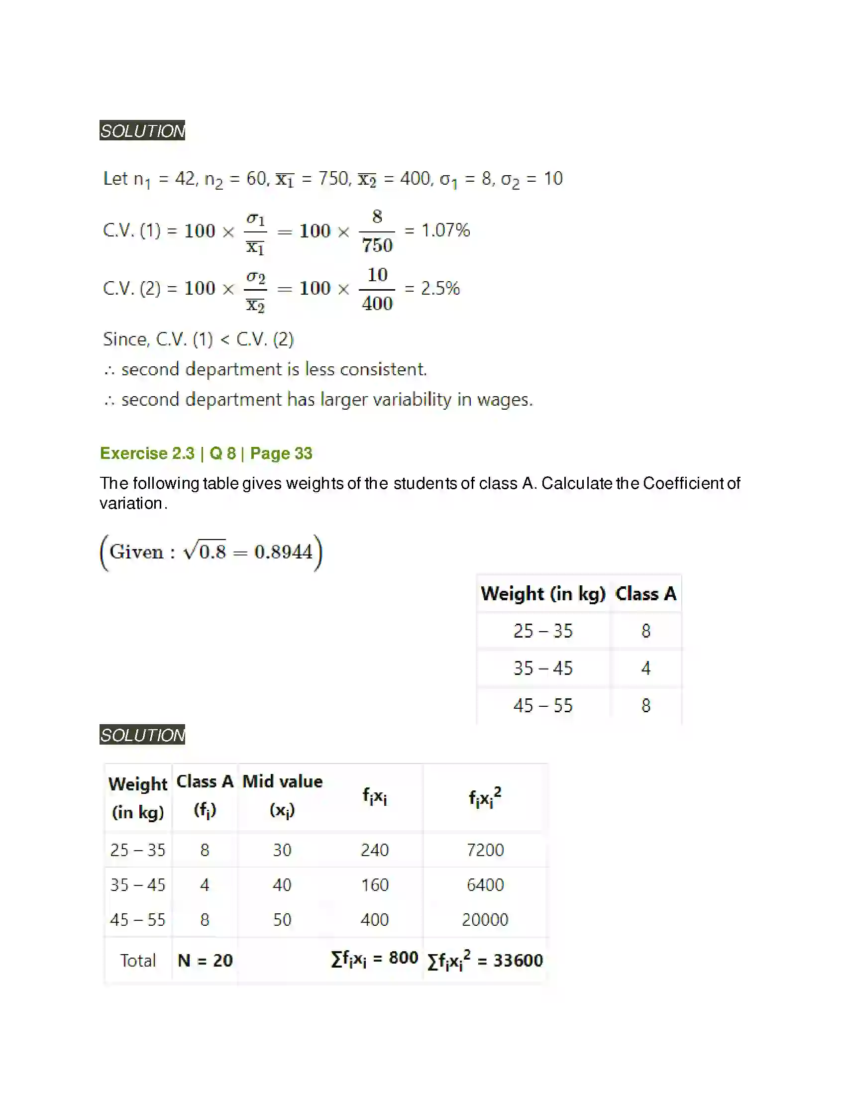 Maharashtra Board Class 11th Mathematics & Statistics - 2 Measures of Dispersion Solution 29