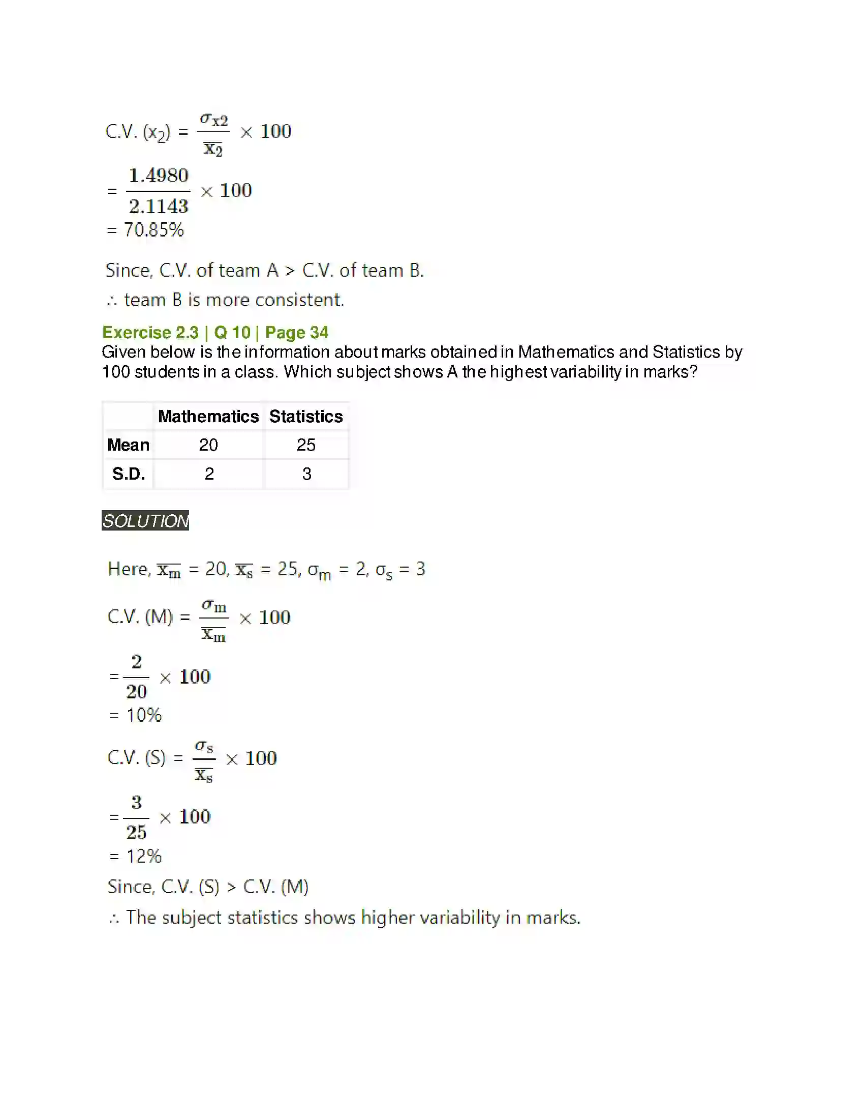 Maharashtra Board Class 11th Mathematics & Statistics - 2 Measures of Dispersion Solution 33
