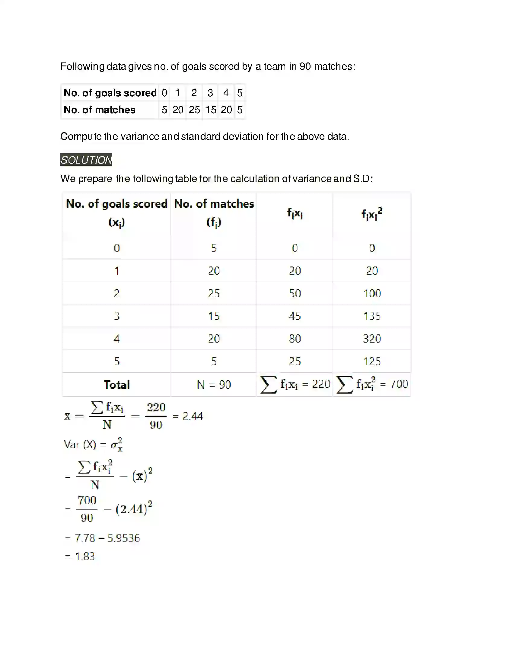 Maharashtra Board Class 11th Mathematics & Statistics - 2 Measures of Dispersion Solution 44