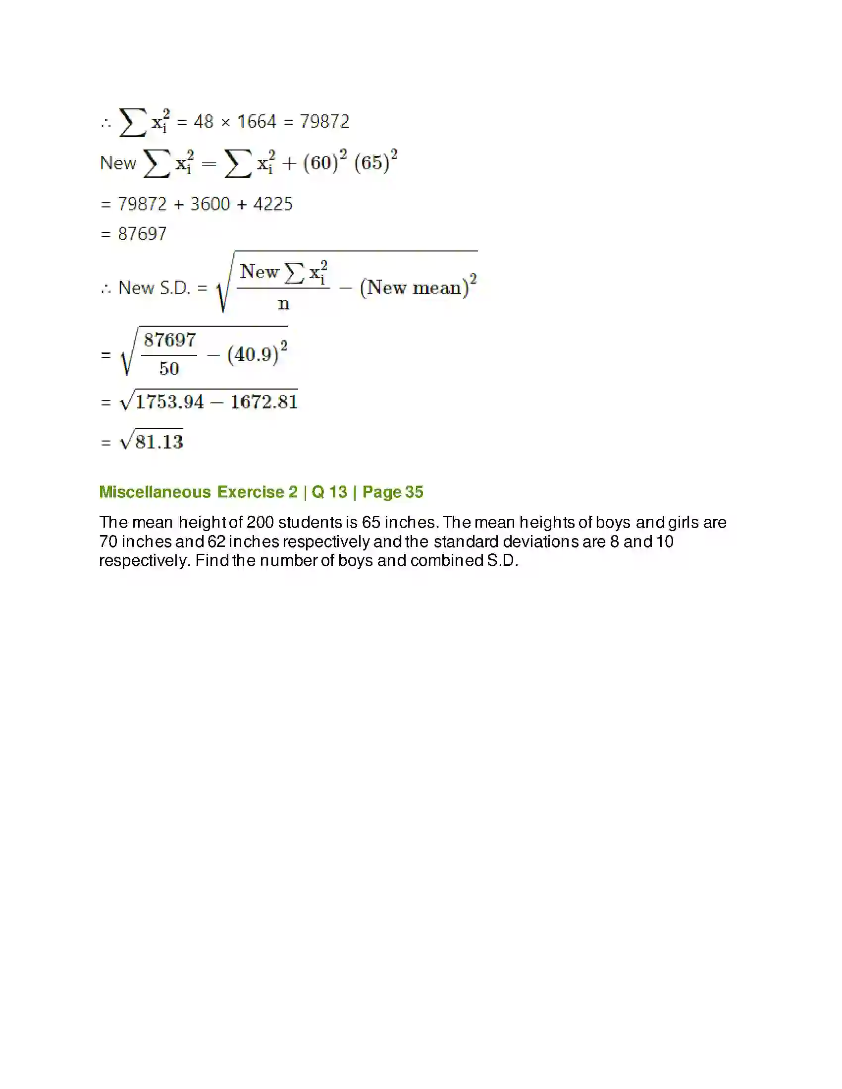 Maharashtra Board Class 11th Mathematics & Statistics - 2 Measures of Dispersion Solution 50