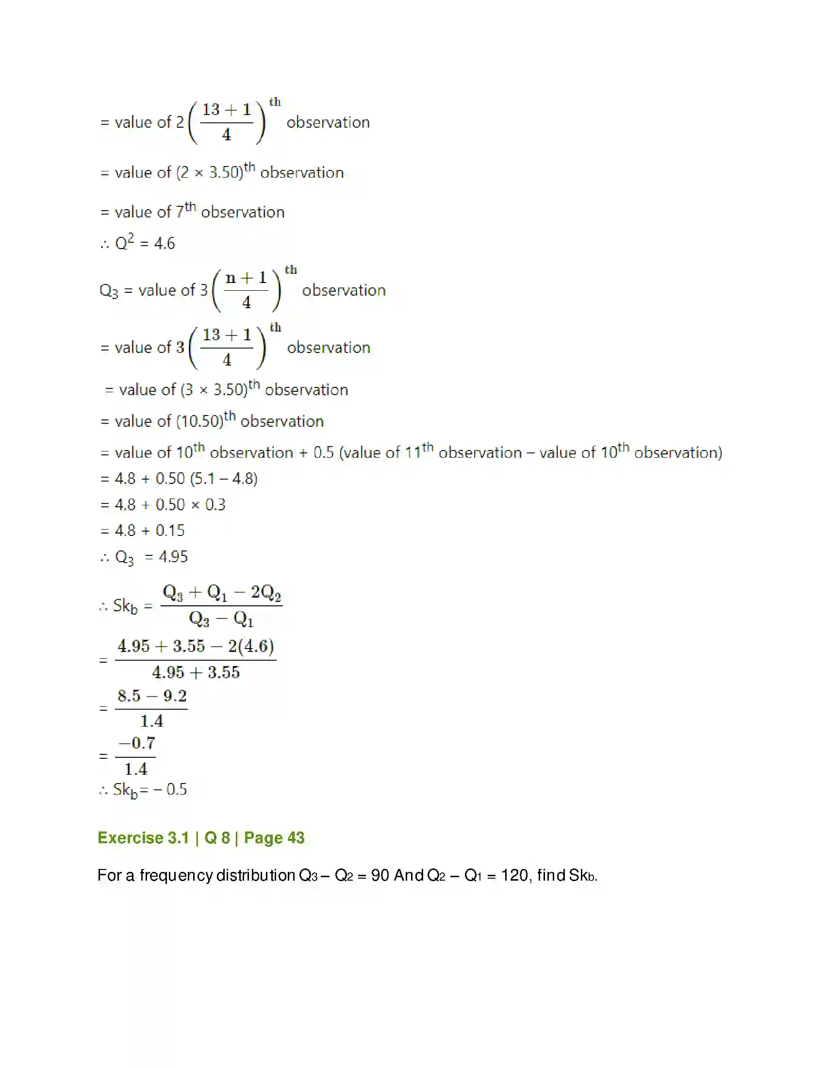 Maharashtra Board Class 11th Mathematics & Statistics - 2 Skewness Solution 10