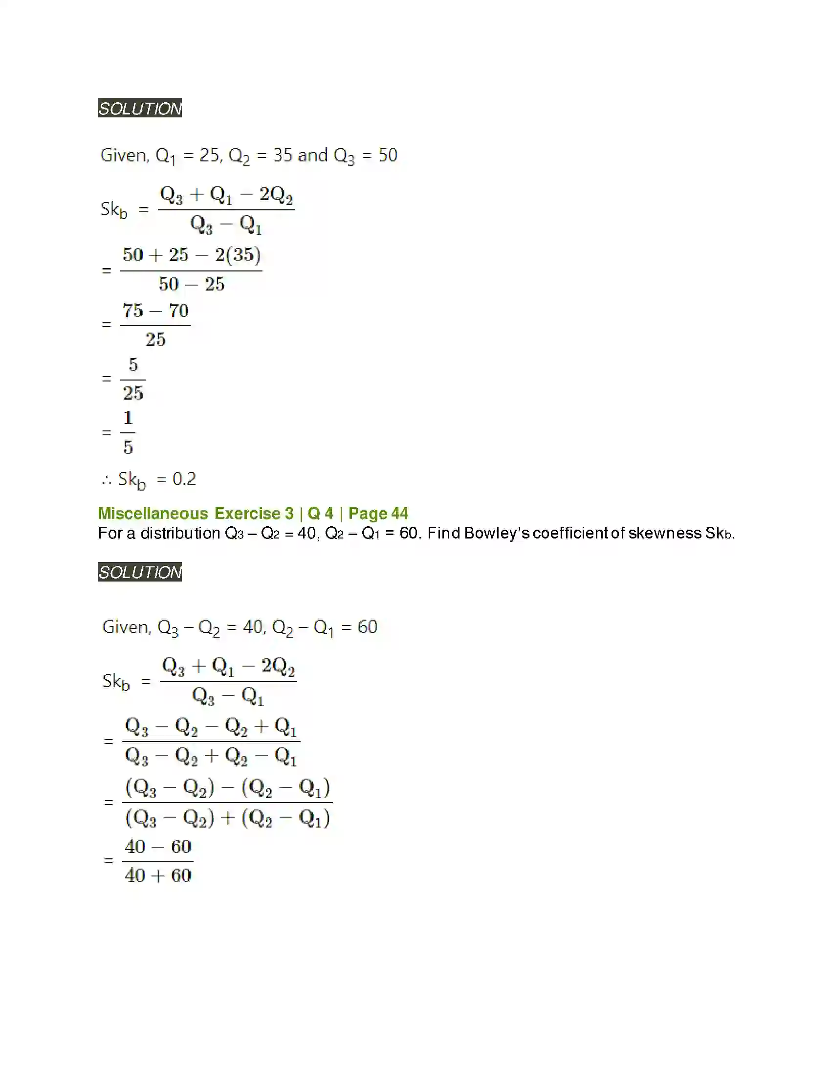 Maharashtra Board Class 11th Mathematics & Statistics - 2 Skewness Solution 13