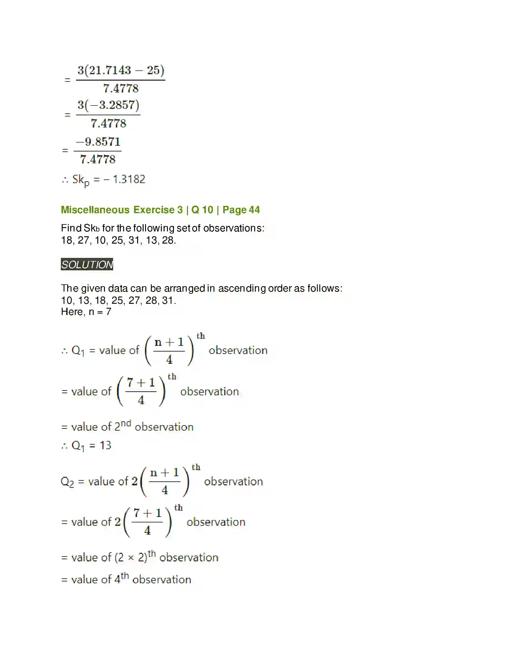 Maharashtra Board Class 11th Mathematics & Statistics - 2 Skewness Solution 25