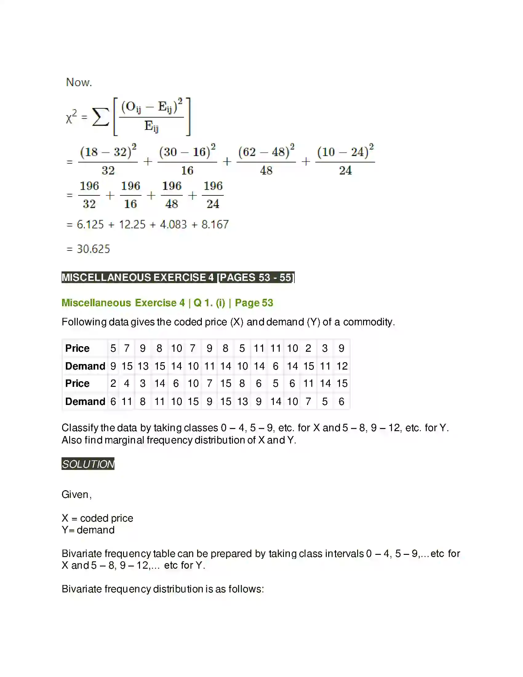 Maharashtra Board Class 11th Mathematics & Statistics - 2 Bivariate Frequency Distribution & Chi Square Statistic Solution 18