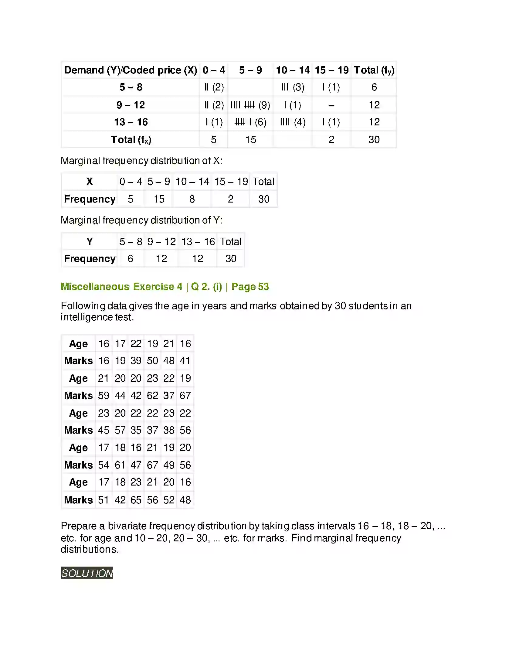 Maharashtra Board Class 11th Mathematics & Statistics - 2 Bivariate Frequency Distribution & Chi Square Statistic Solution 19