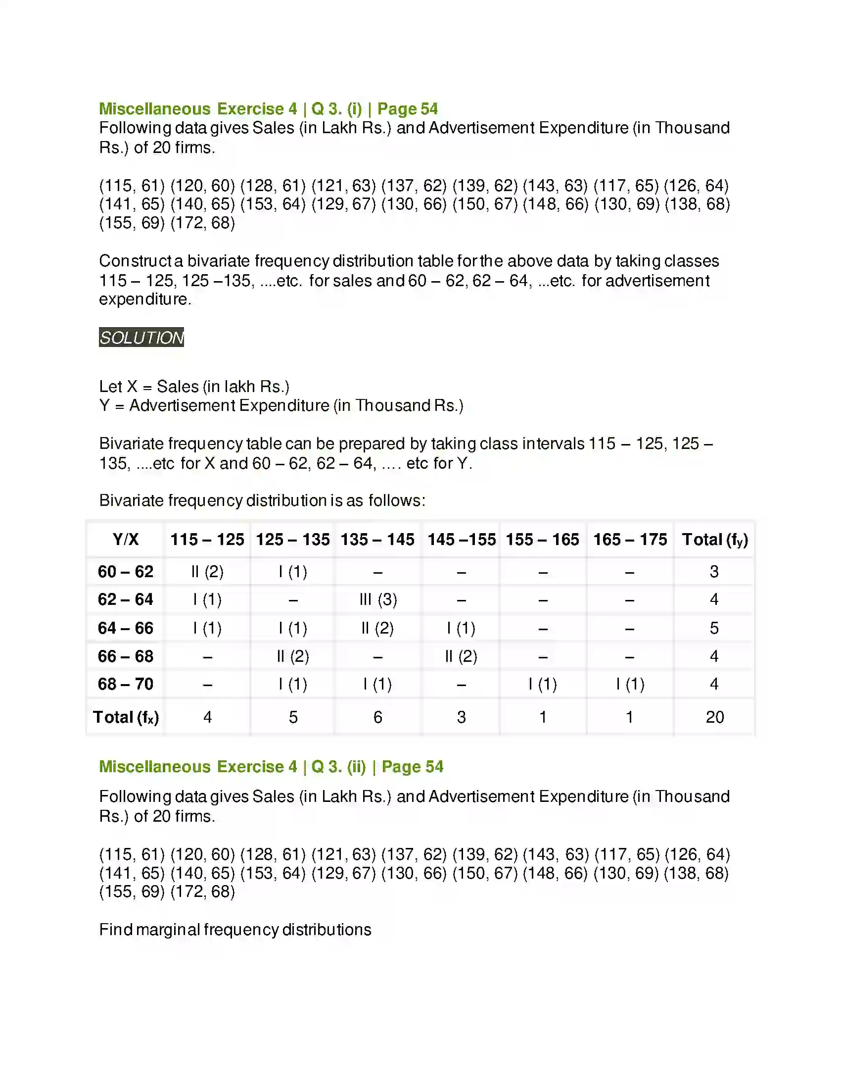 Maharashtra Board Class 11th Mathematics & Statistics - 2 Bivariate Frequency Distribution & Chi Square Statistic Solution 22